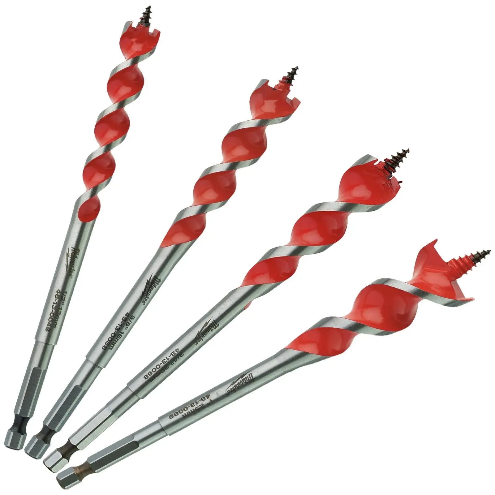 Milwaukee Speed Feed Wood Drill Bit Set 1/4" Hex Shank 13-25mm 4 Pieces White Rose Tools