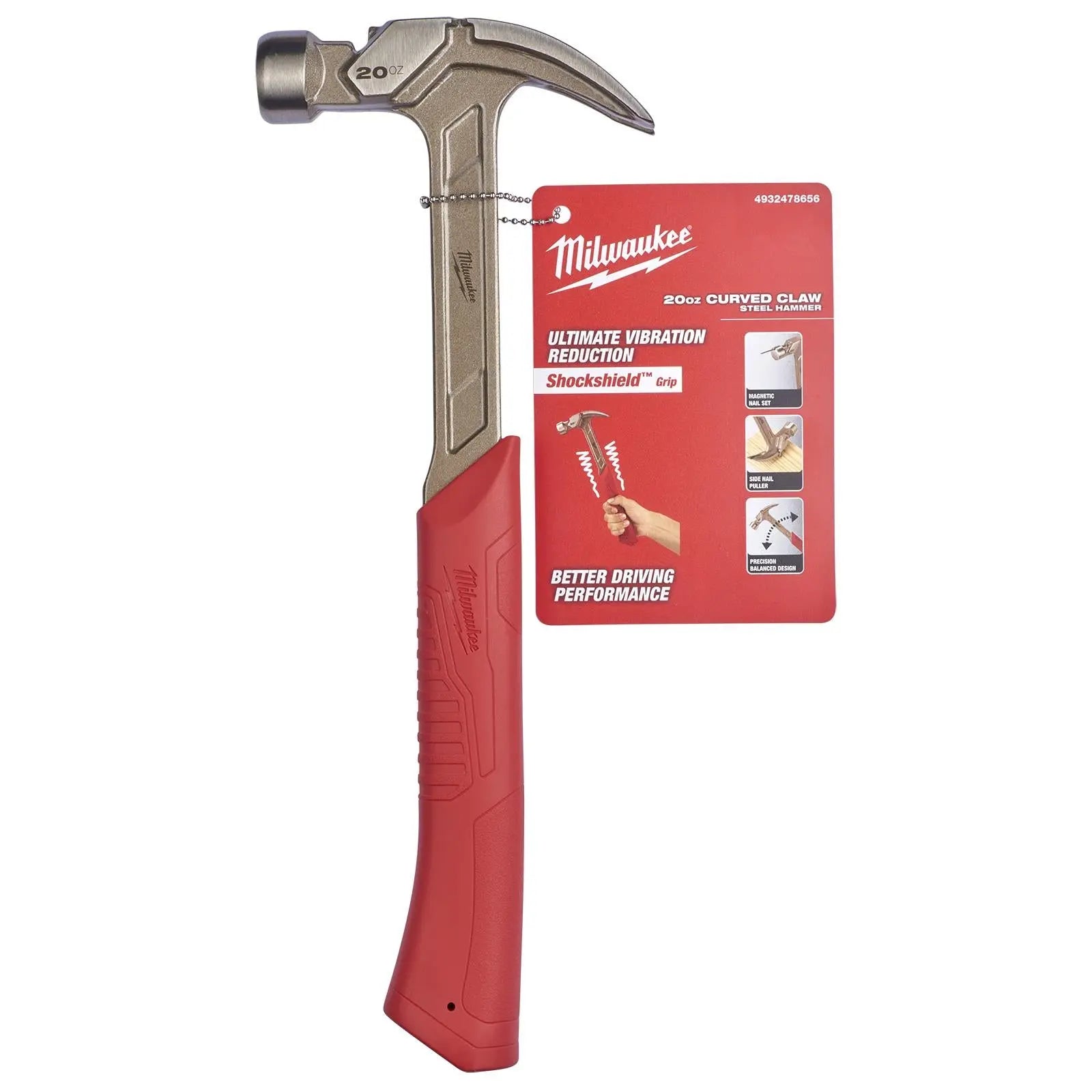 Milwaukee Steel Curved Claw Hammer 20oz Magnetic Nail Starter