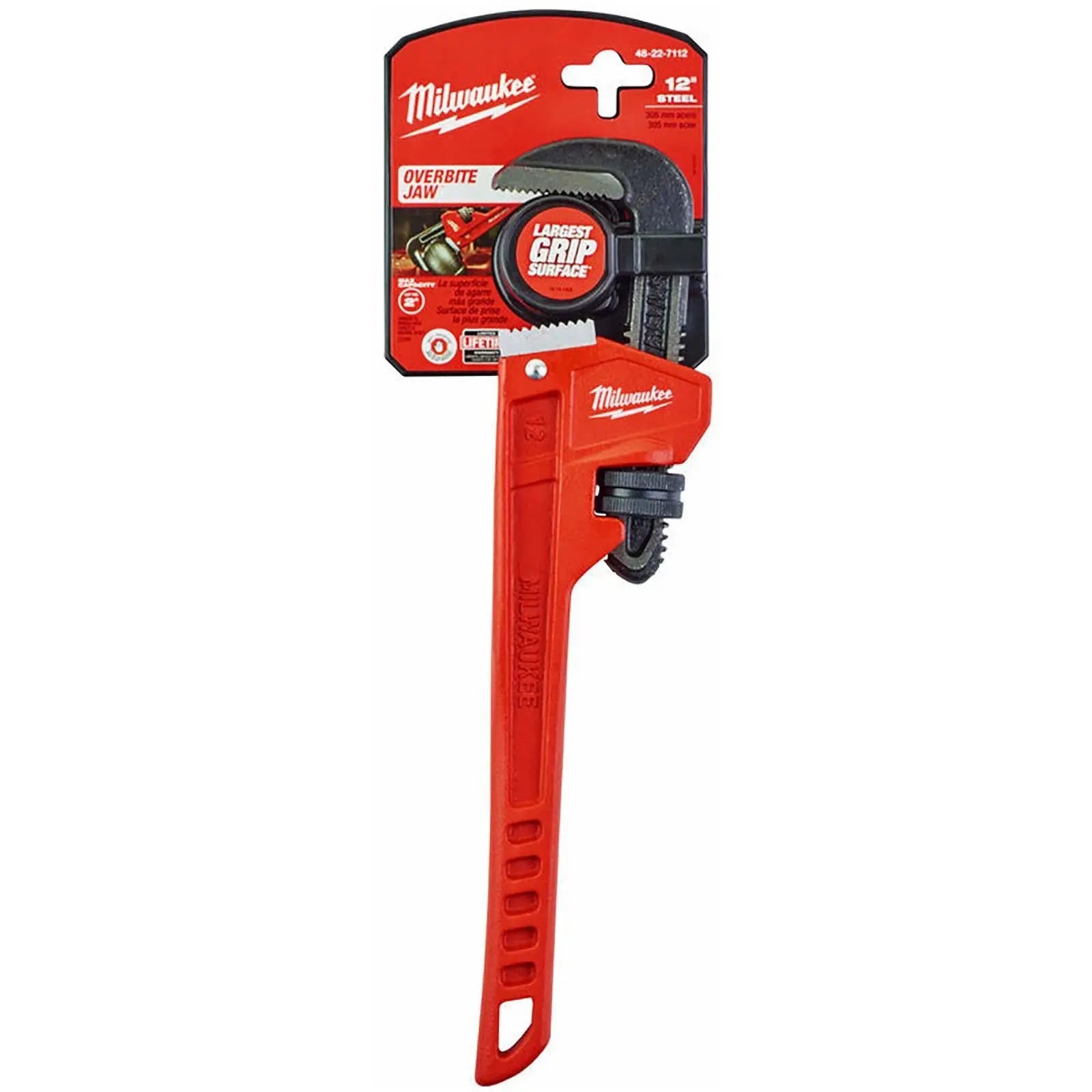 Milwaukee Steel Pipe Wrench 305mm 12" Adjustable Overbite Jaws Spanner  White Rose Tools