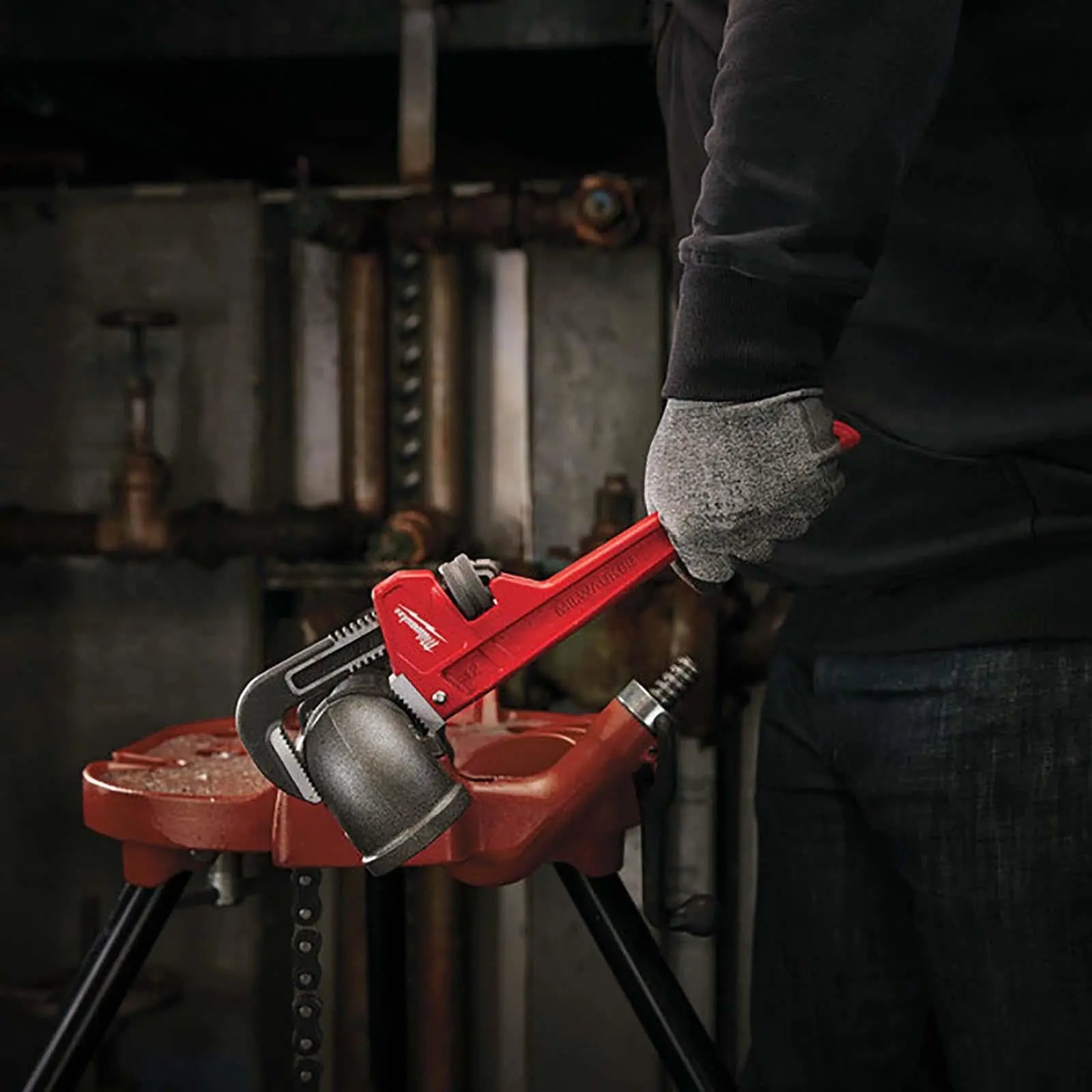 Milwaukee Steel Pipe Wrench 305mm 12" Adjustable Overbite Jaws Spanner White Rose Tools