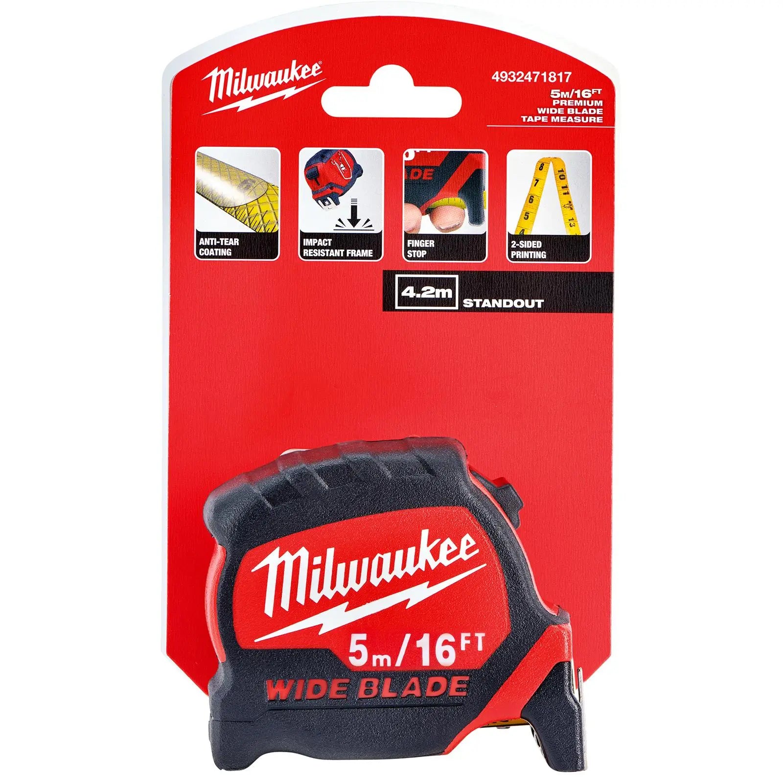 Milwaukee Tape Measure 5m 16ft Premium Wide Blade 33mm Metric Imperial