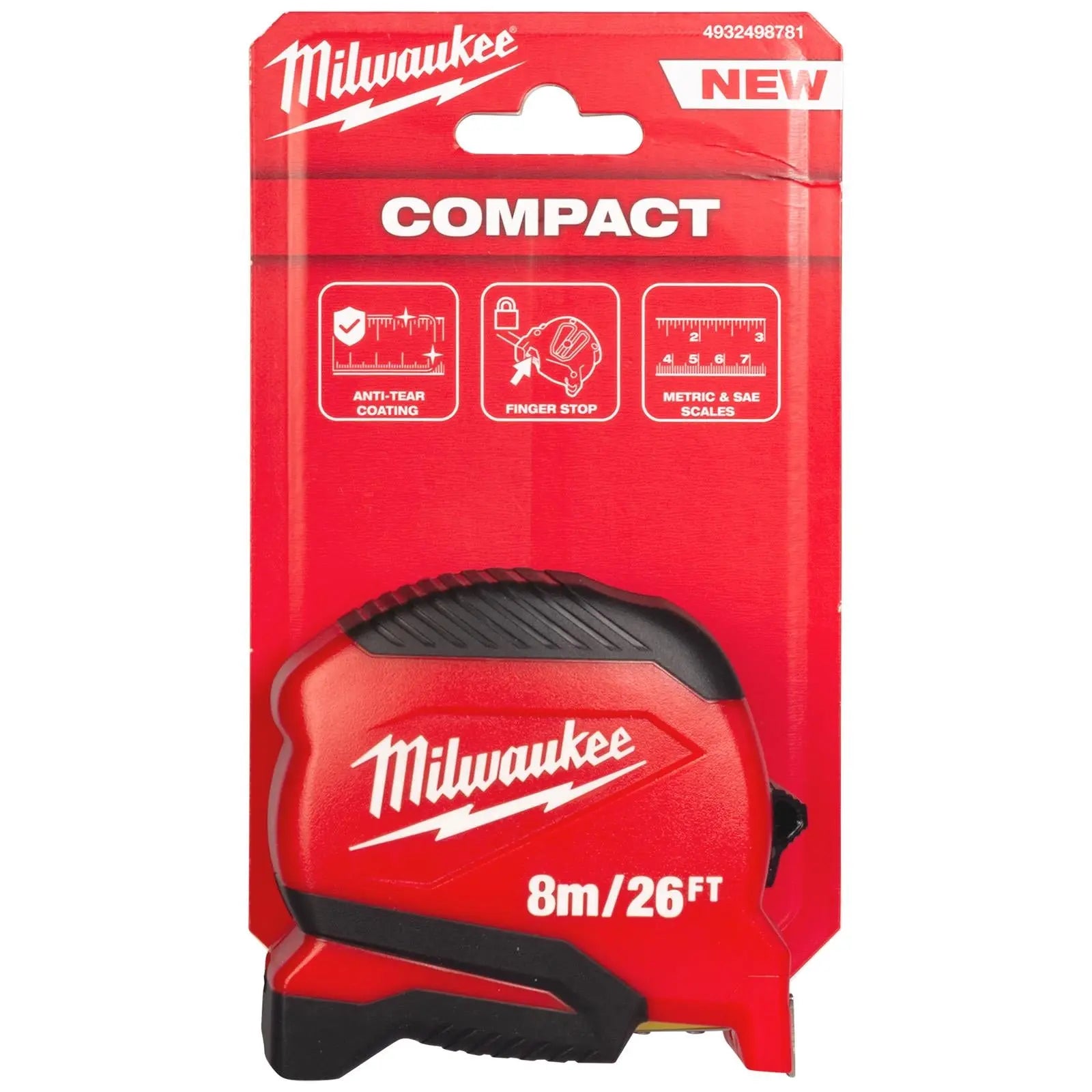 Milwaukee Tape Measure COMPACT (Gen 2) 8m 26ft Metric Imperial White Rose Tools