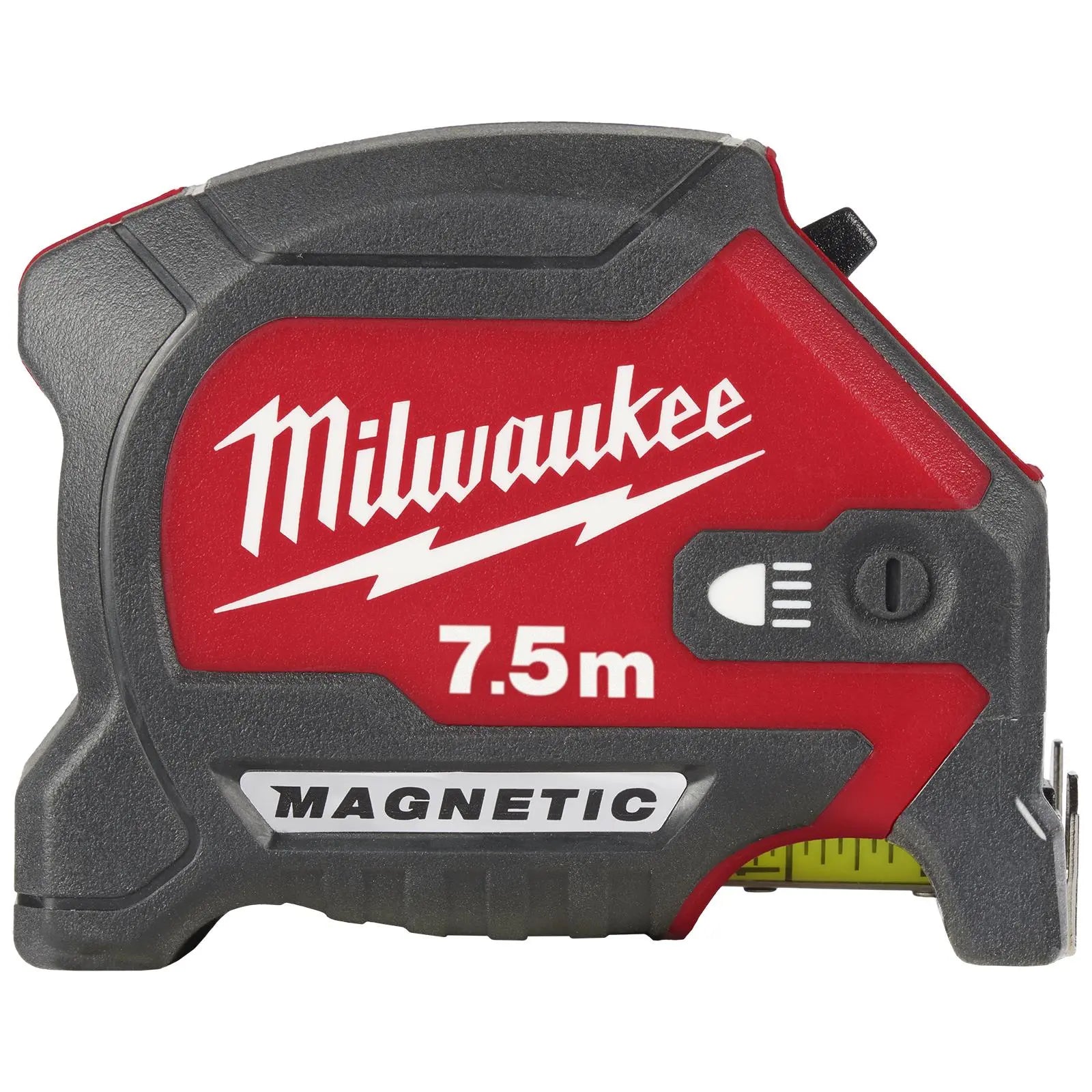 Milwaukee Tape Measure Magnetic 7.5m with LED Light 30mm Wide Blade 100 Lumens White Rose Tools