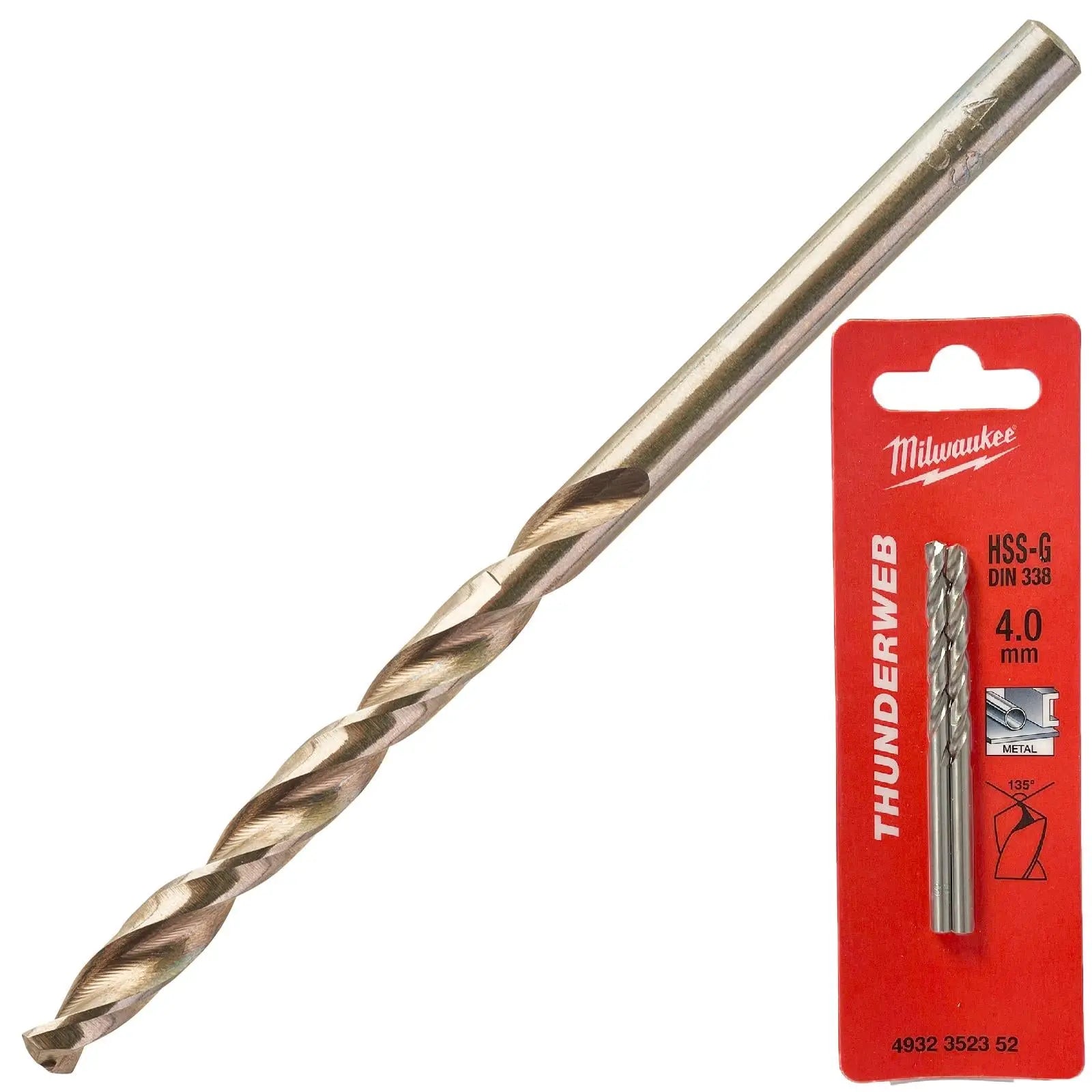 Milwaukee Thunderweb Metal Drill Bits HSS-G Ground DIN338 2 Pack 1.0-4.0mm