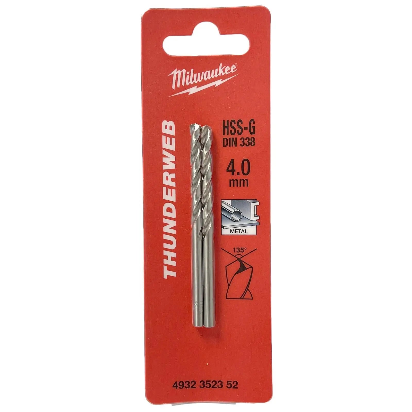 Milwaukee Thunderweb Metal Drill Bits HSS-G Ground DIN338 2 Pack 1.0-4.0mm