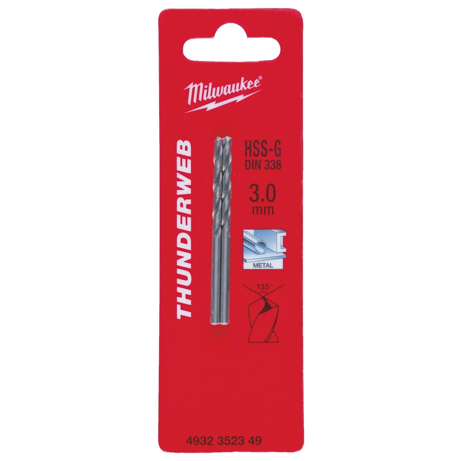 Milwaukee Thunderweb Metal Drill Bits HSS-G Ground DIN338 2 Pack 1.0-4.0mm