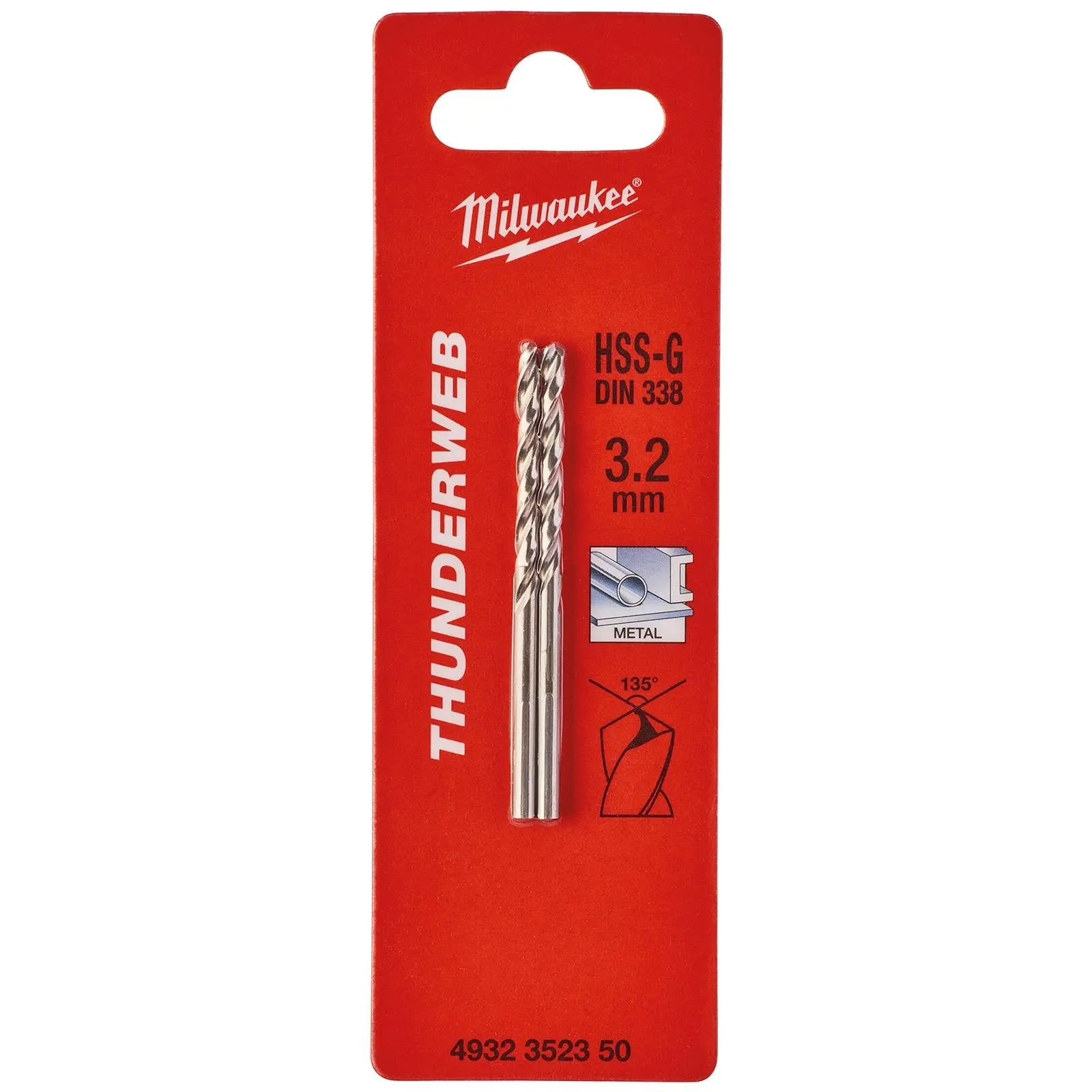 Milwaukee Thunderweb Metal Drill Bits HSS-G Ground DIN338 2 Pack 1.0-4.0mm