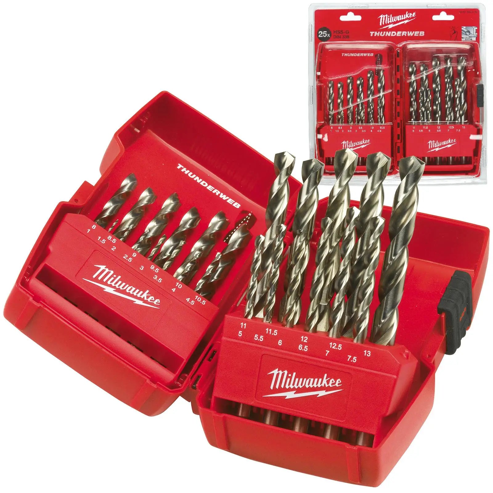 Milwaukee Thunderweb Metal HSS Drill Bit Set 25 Piece 1-13mm in Case
