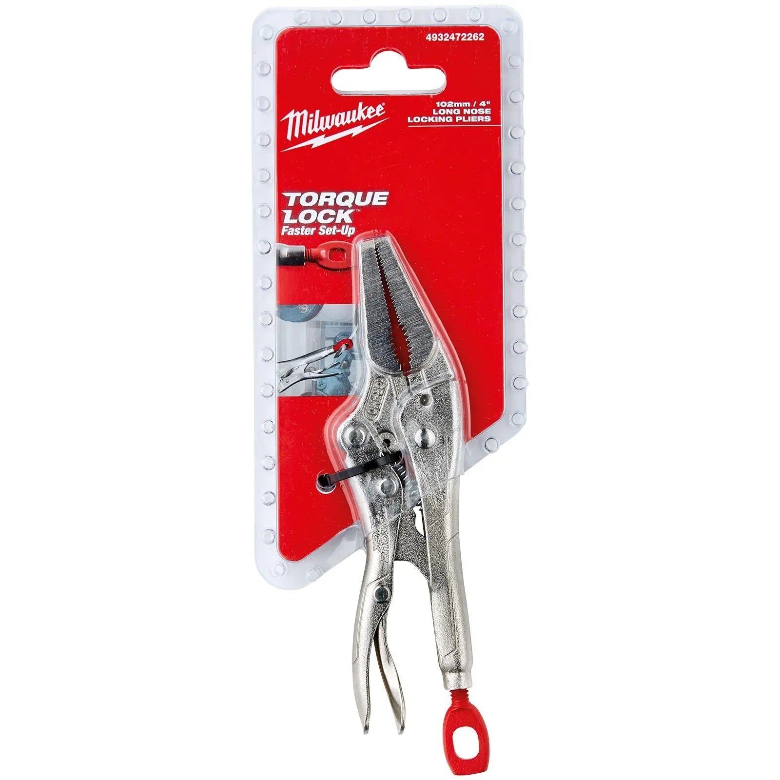 Milwaukee Torque Lock Flat Long Nose Locking Pliers 100mm 4in  White Rose Tools