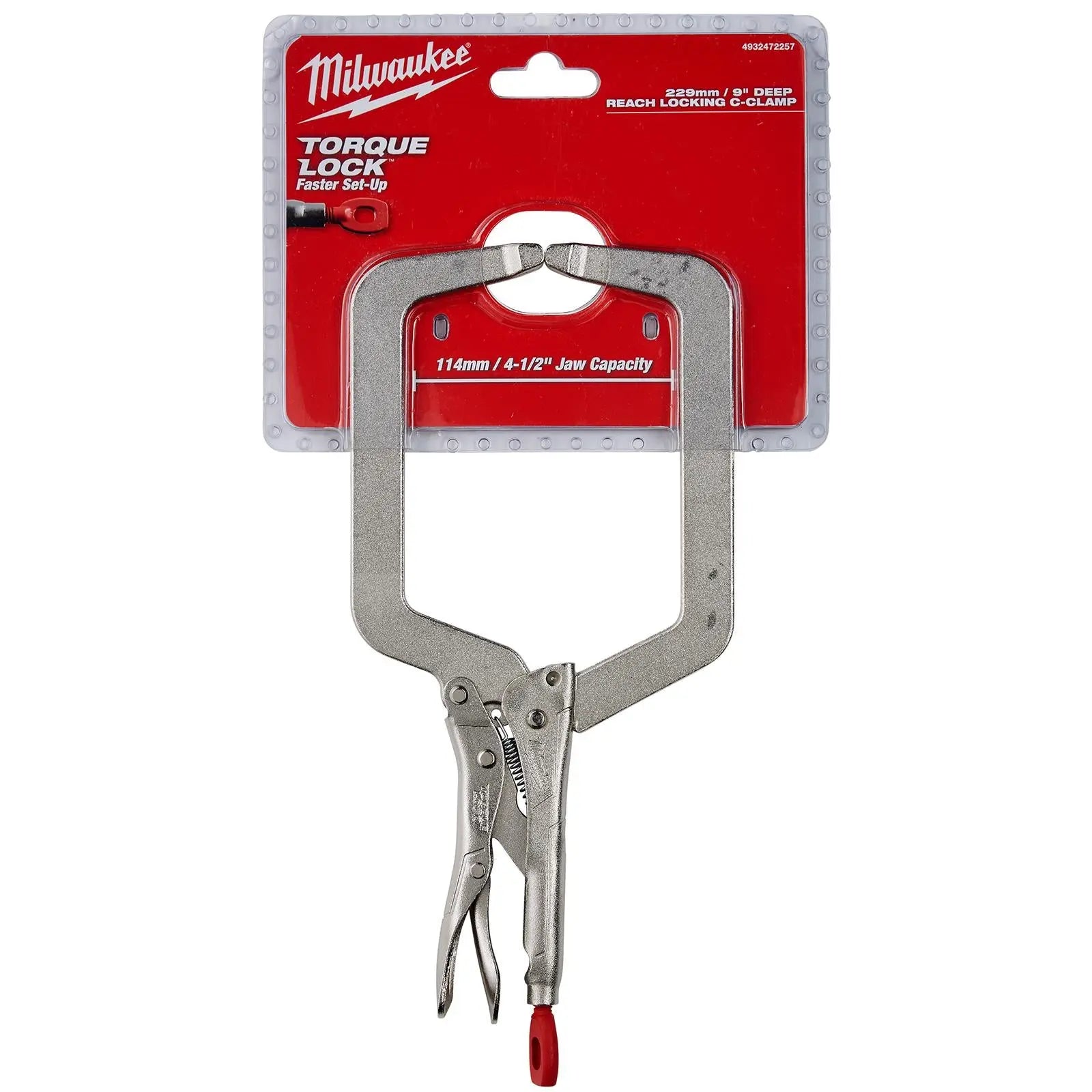 Milwaukee Torque Lock Locking C Clamp 230mm Deep Reach Clamp with Regular Jaws