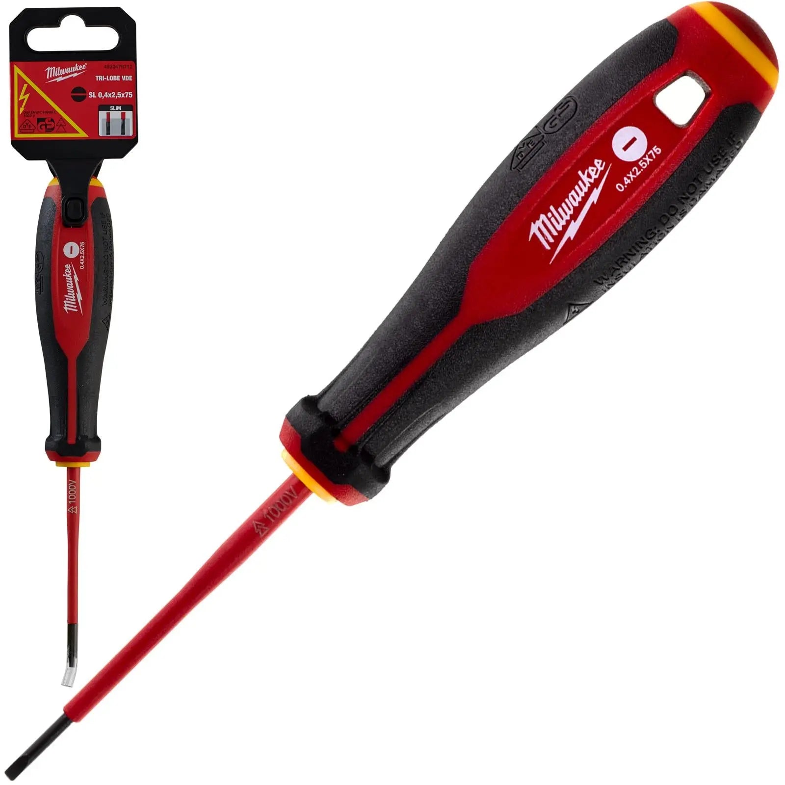 Milwaukee Tri-Lobe VDE Screwdrivers Slim Shank Anti Roll
