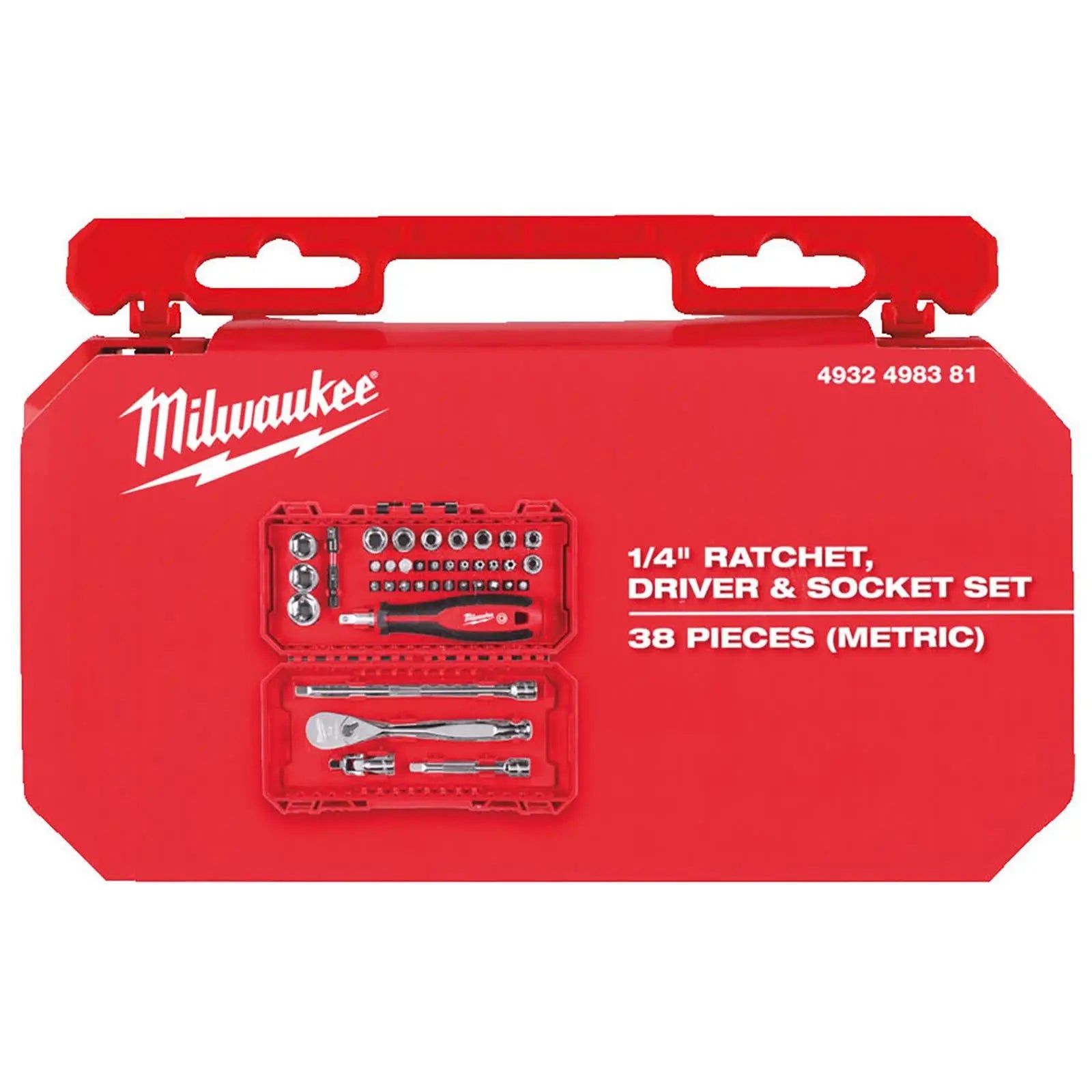 Milwuakee 1/4" Ratchet Driver Socket Set Metric In PACKOUT Compatible Box 38pc White Rose Tools