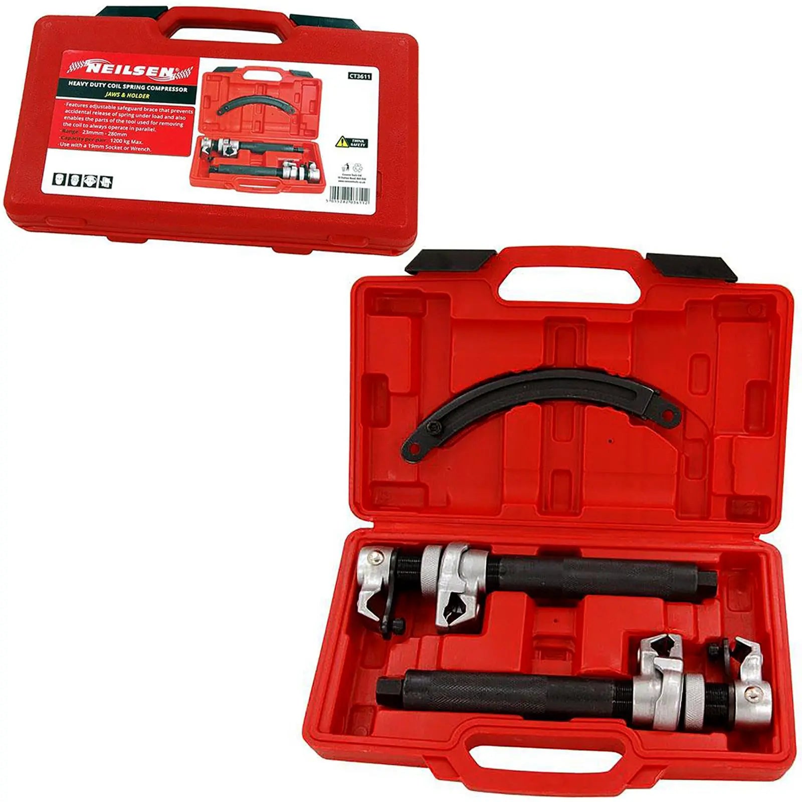 Neilsen Coil Spring Compressor Heavy Duty Jaws & Holder Adjustable Safeguard White Rose Tools