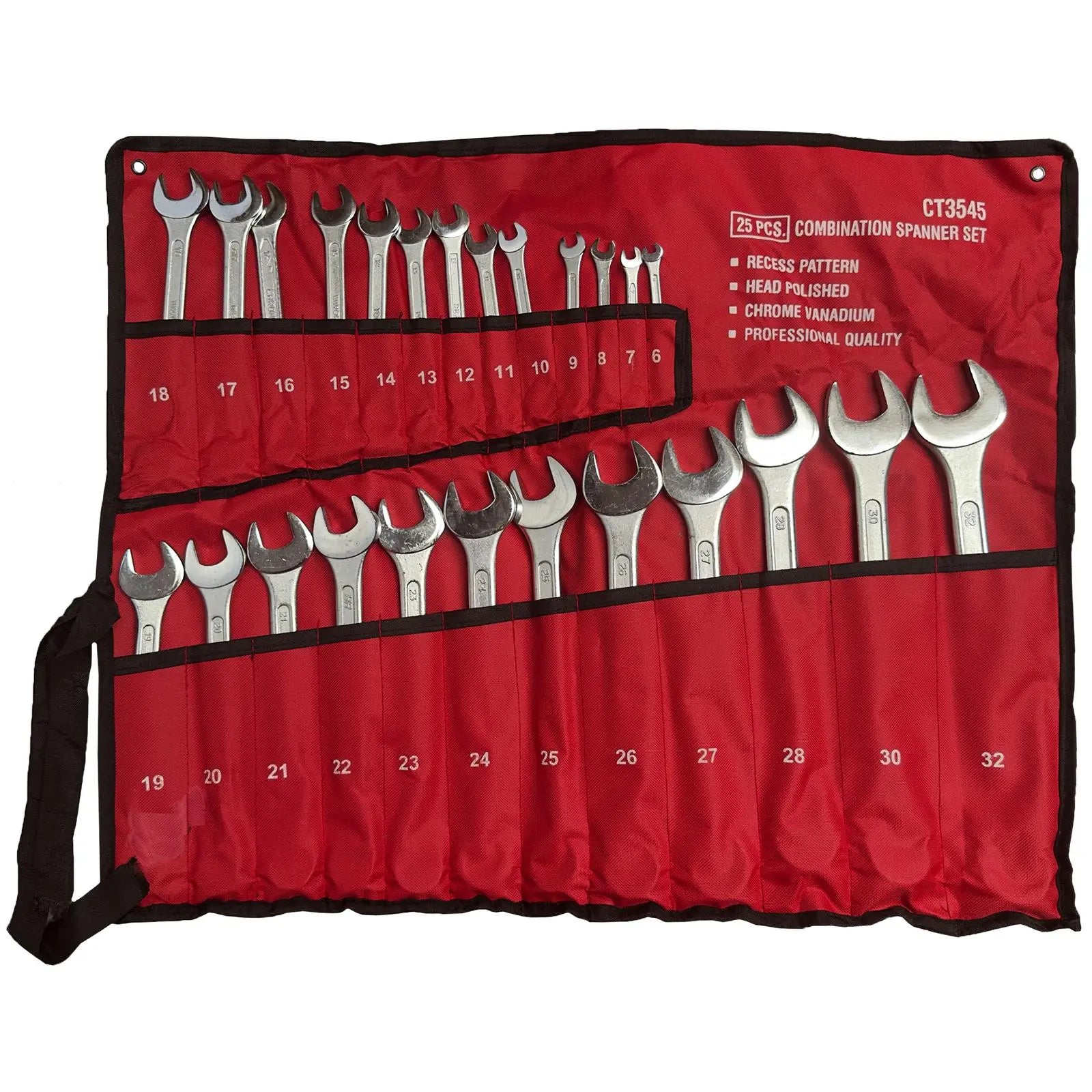 Neilsen Combination Spanner Set Metric Combo Open End Ring Garage Tool Set 25pc White Rose Tools
