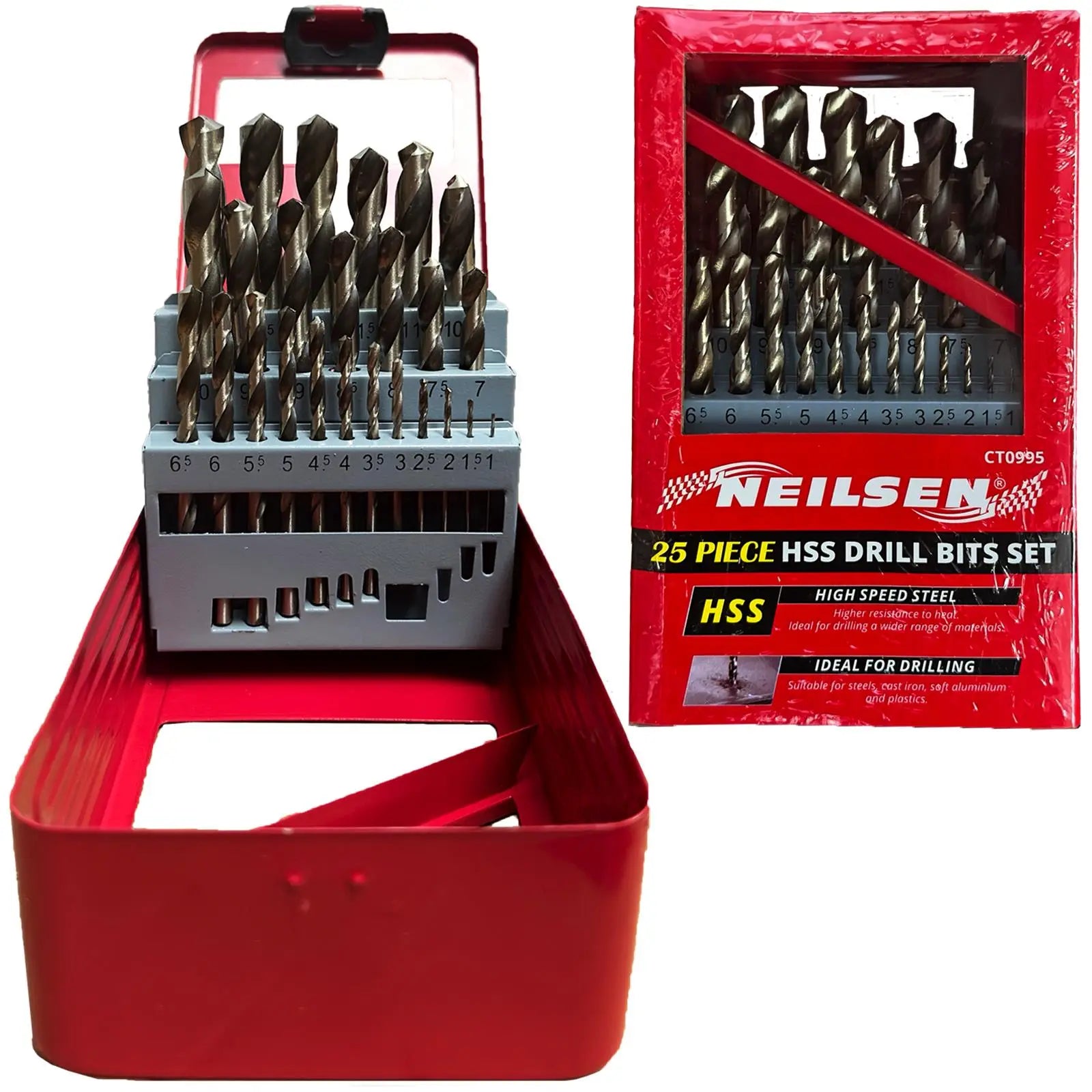 Neilsen HSS Drill Bit Set Metal 1-13mm Split Point High Speed Steel Copper Brass White Rose Tools