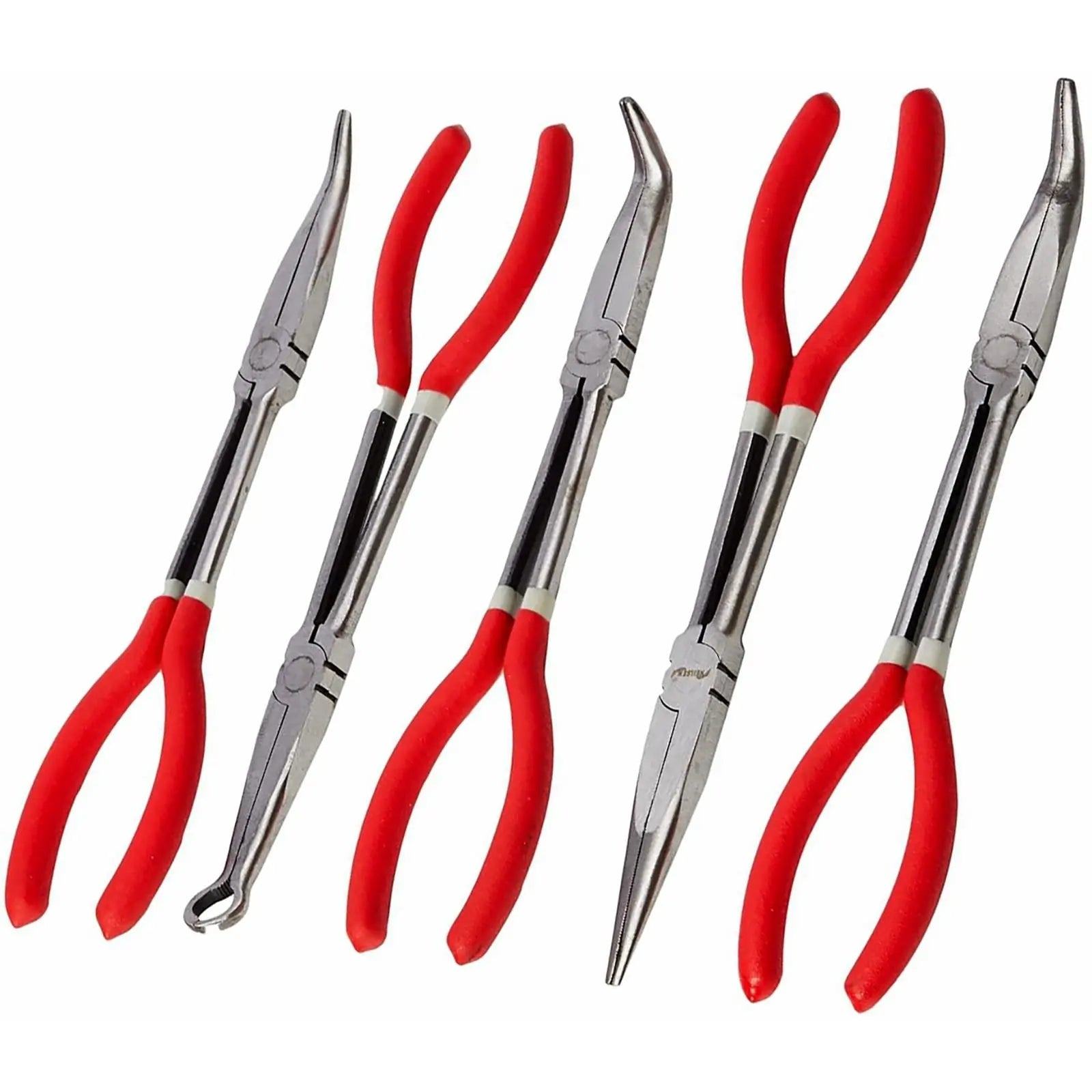 Neilsen Pliers Set Long Reach Straight Bent Nose Hose Garage Mechanic 5pc 11 White Rose Tools