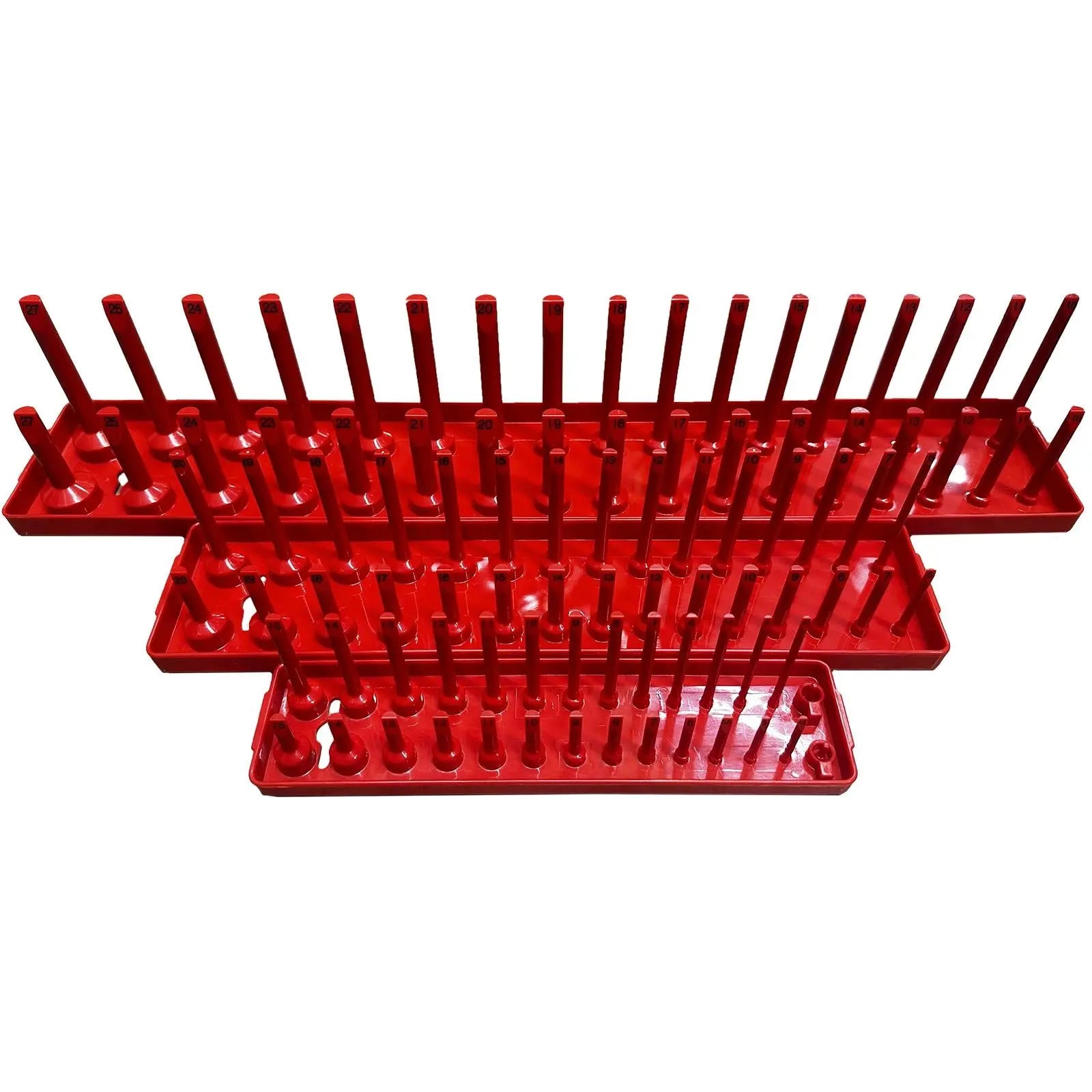 Neilsen Socket Rail Tray Rack Set 1/4" 3/8" 1/2" Deep Shallow Storage Organiser 3pc White Rose Tools