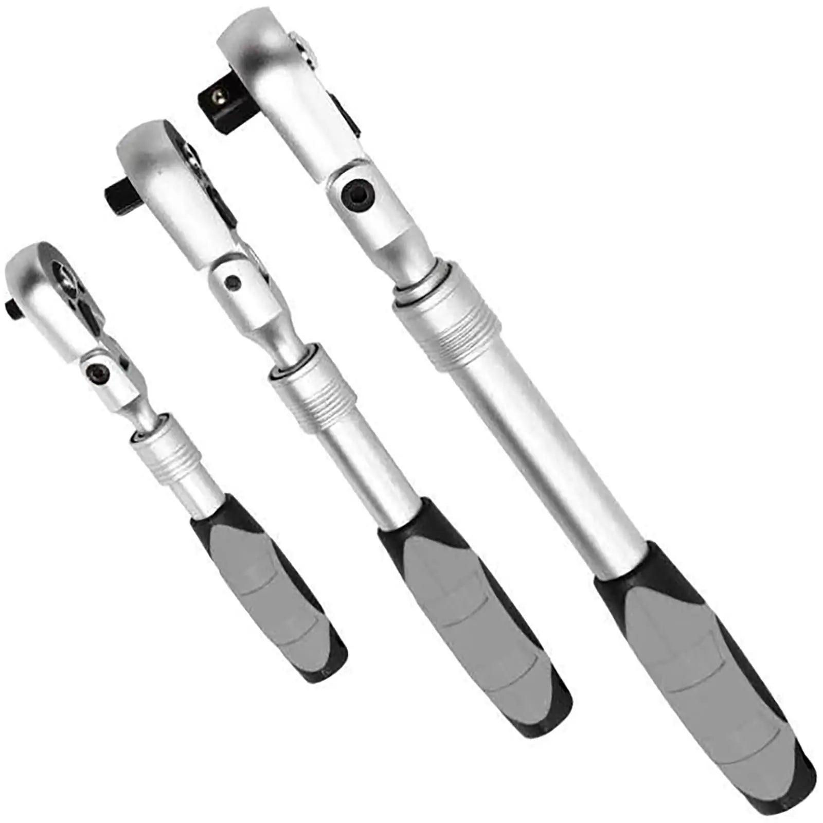 Neilsen Telescopic Ratchet Handle Set Flexible Head Extendable 1/4" 3/8" 1/2" Drive White Rose Tools