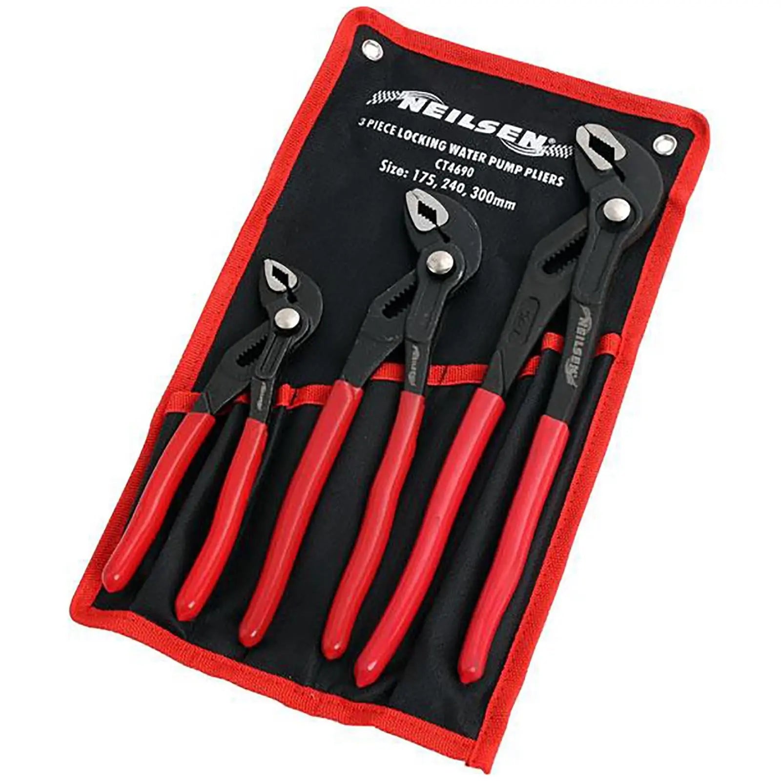 Neilsen Water Pump Pliers Set Locking Slip Joint Wrench Plumbers Soft Grips White Rose Tools