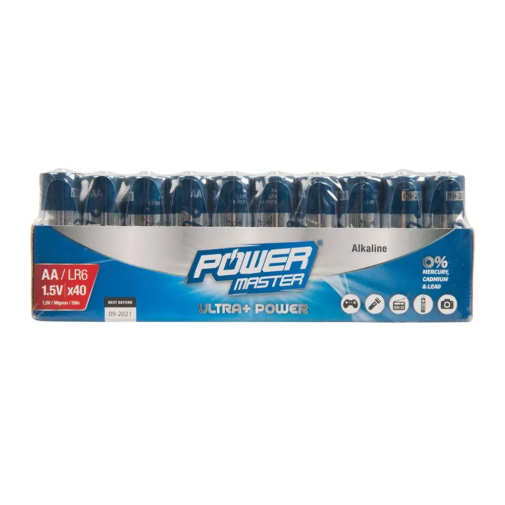 Powermaster AA Super Alkaline Battery LR6 40pk 827540  White Rose Tools