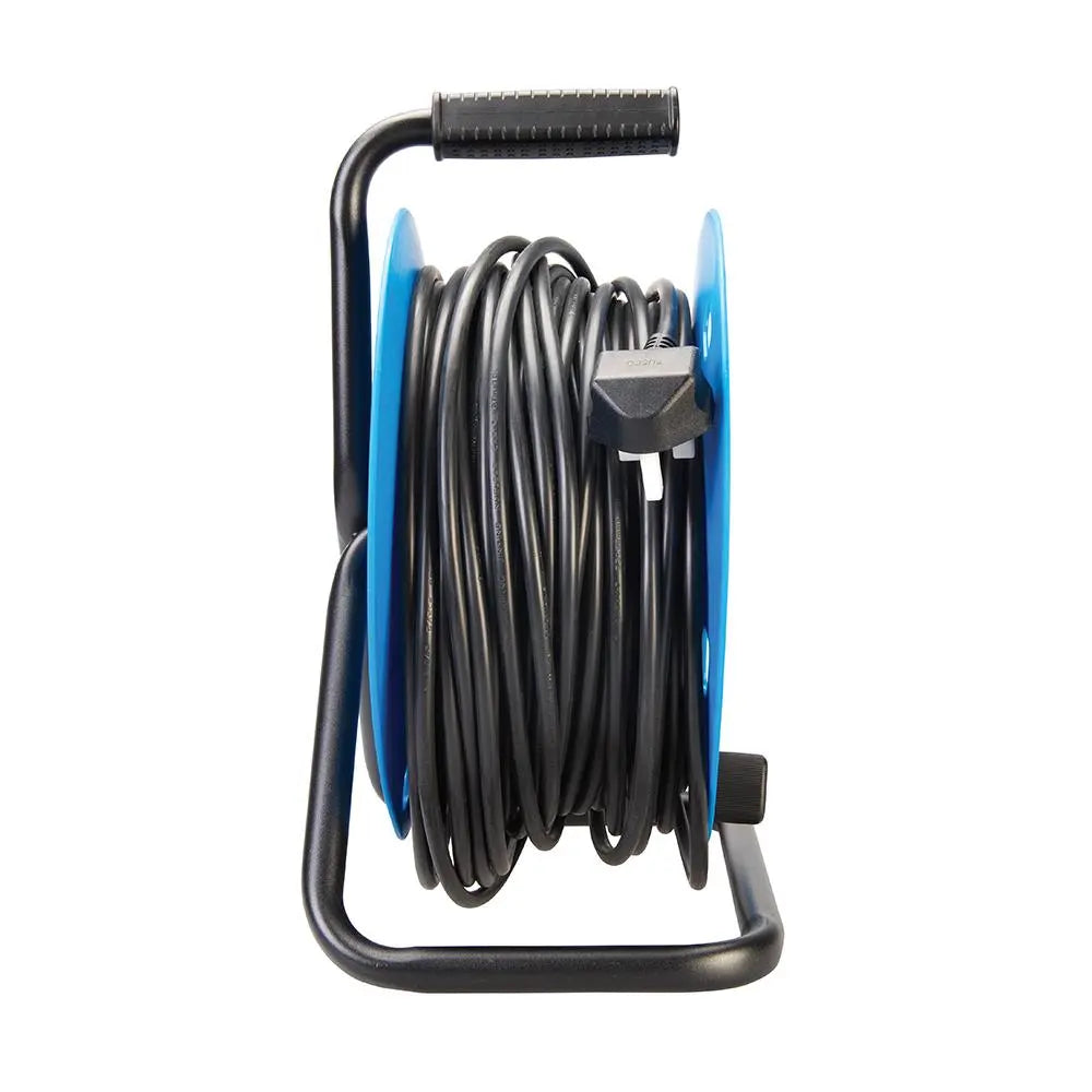 Powermaster Cable Reel Freestanding 13A 230V 2-Gang 50m 200084 White Rose Tools