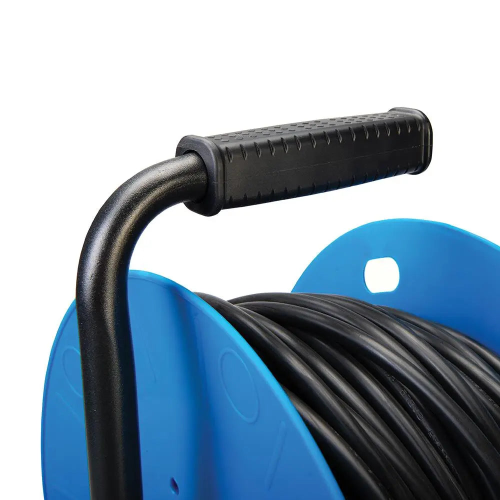 Powermaster Cable Reel Freestanding 13A 230V 2-Gang 50m 200084 White Rose Tools