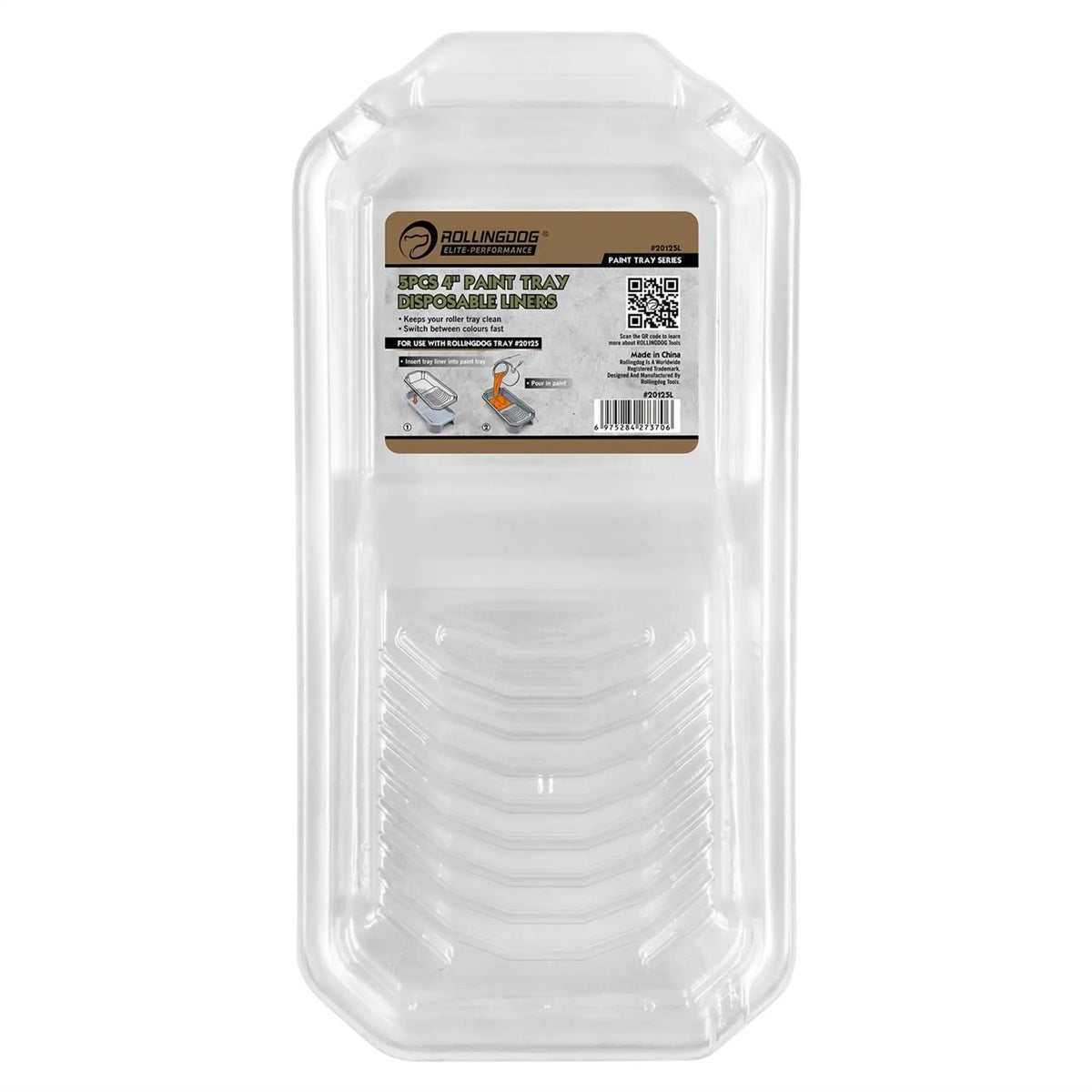 Rollingdog Paint Tray Liners 4"/100mm (Pack of 5) 09355 White Rose Tools