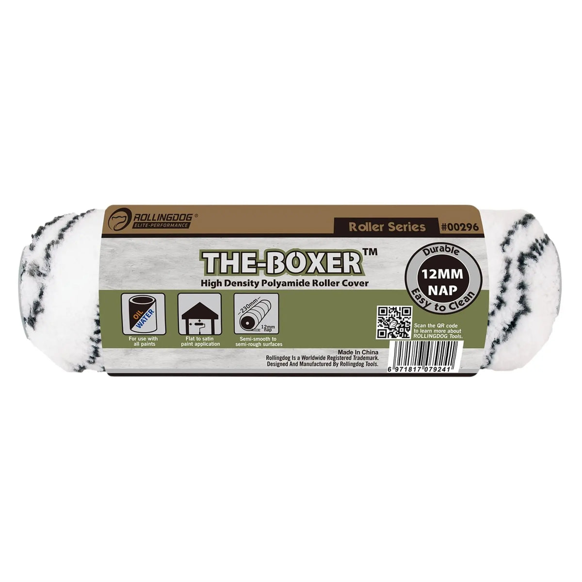 Rollingdog THE-BOXER™ High-Density Polyamide Paint Roller Sleeve 9"/230mm 08595 White Rose Tools