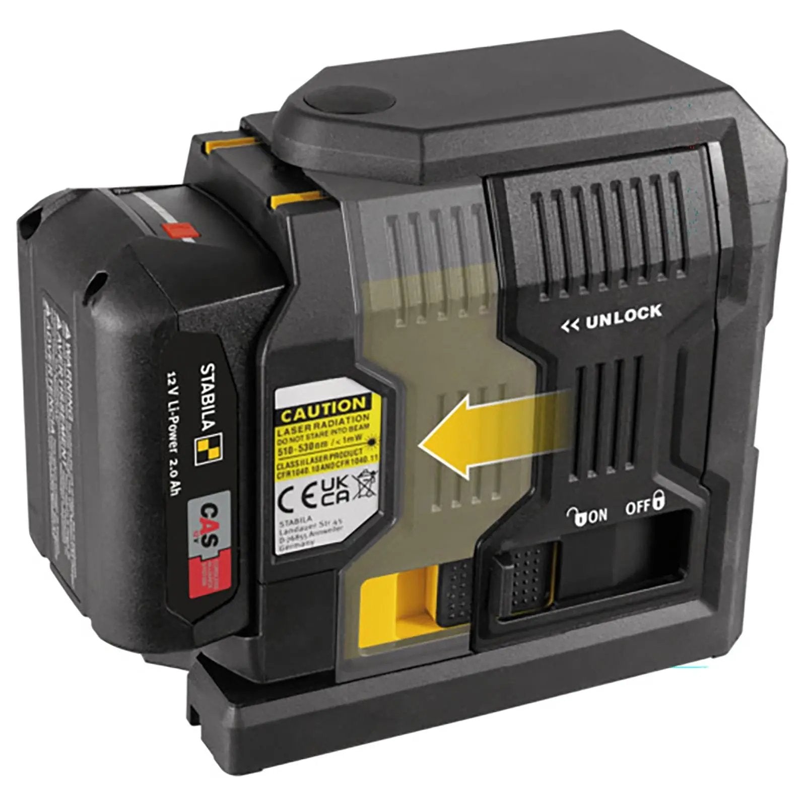 STABILA LAX 500 G Cross Line Plus Plumb Point Laser Level 12V System with Battery and Charger 19985  White Rose Tools