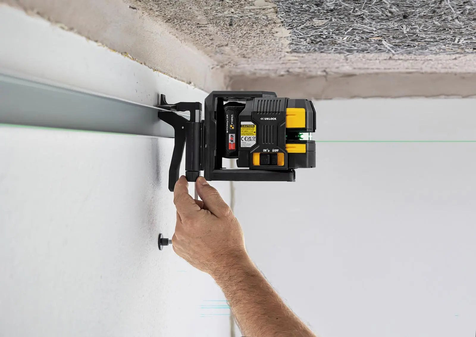 STABILA LAX 500 G Cross Line Plus Plumb Point Laser Level 12V System with Battery and Charger 19985  White Rose Tools