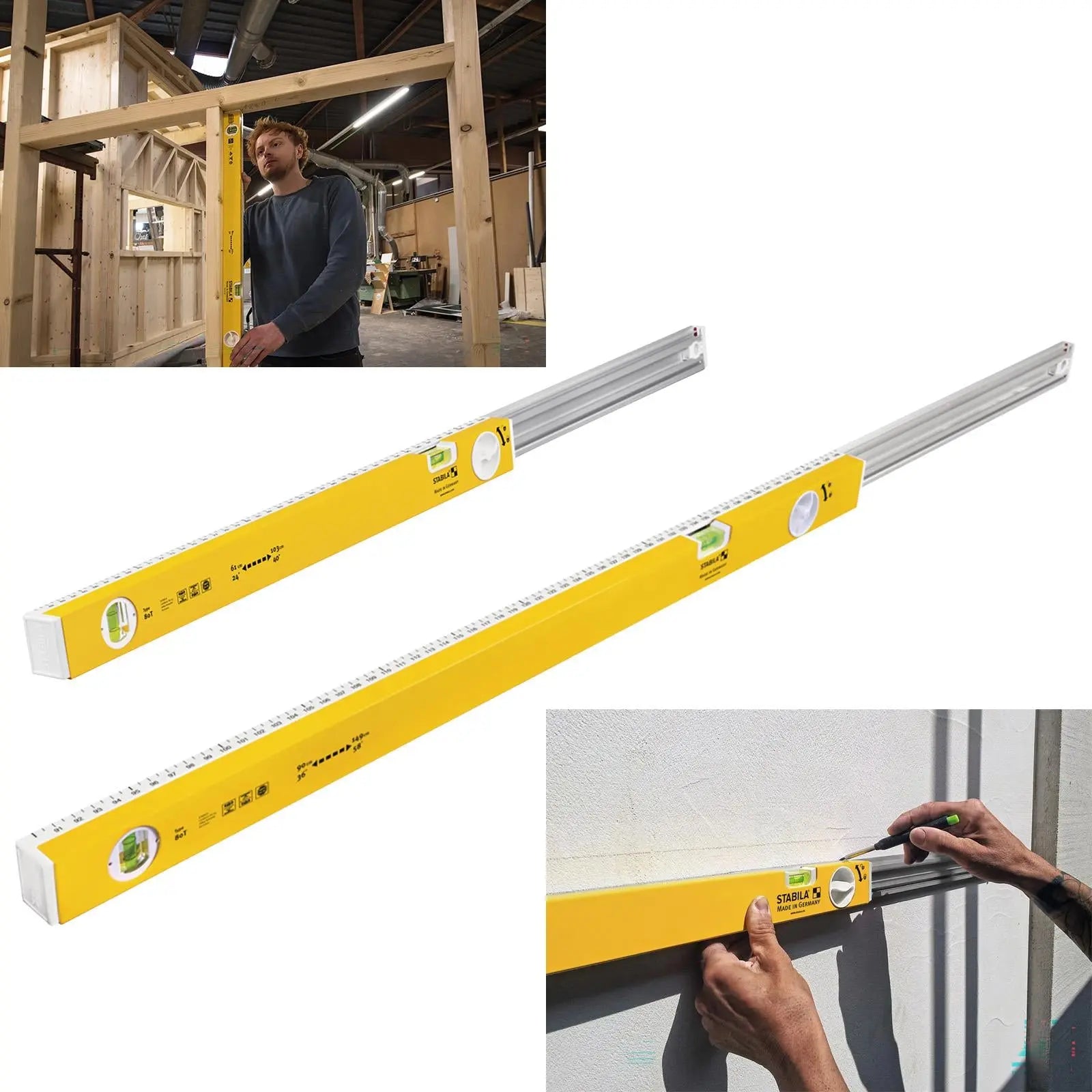 STABILA Type 80 T Telescopic Spirit Level Extending - Choose Size White Rose Tools
