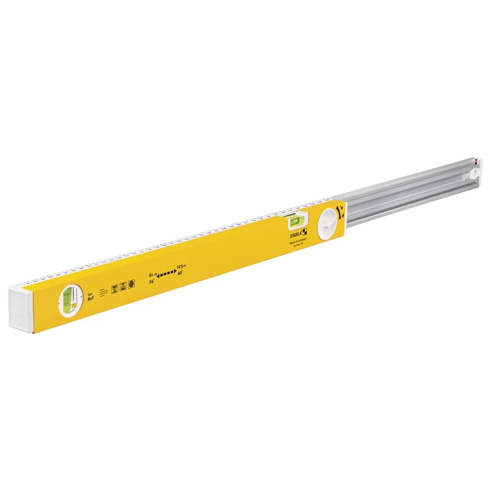 STABILA Type 80 T Telescopic Spirit Level Extending - Choose Size White Rose Tools