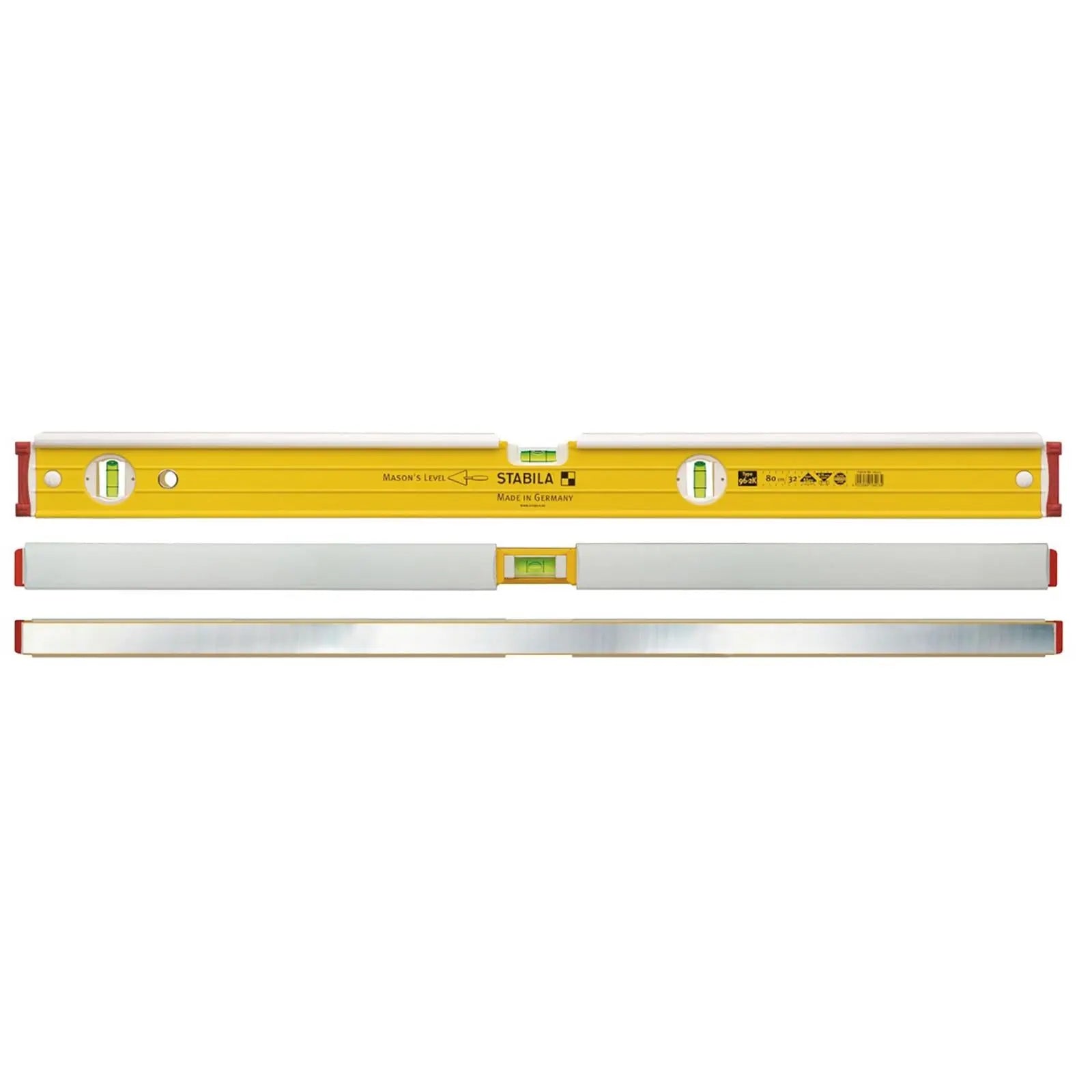 STABILA Type 96-2 K Masons Spirit Level 81cm for Bricklayers Aluminium Profile 16403 White Rose Tools