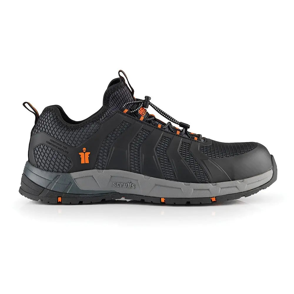 Scruffs Argon Safety Trainers Black - Choose Size  White Rose Tools
