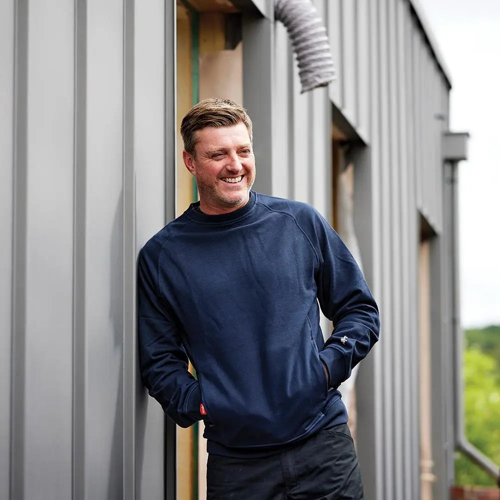 Scruffs Eco Worker Sweatshirt Navy - Choose Size  White Rose Tools