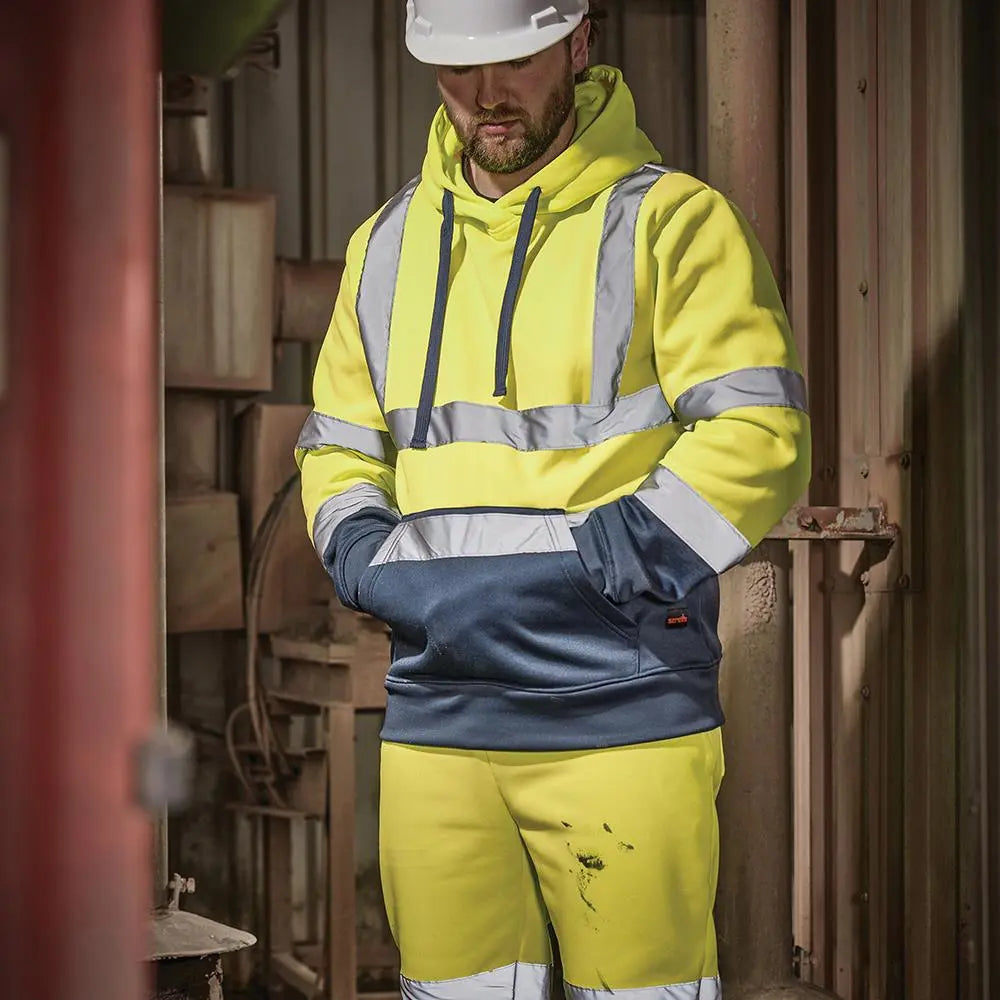 Scruffs High Visibility Hoodie Class 2 Yellow / Navy - Choose Size  White Rose Tools