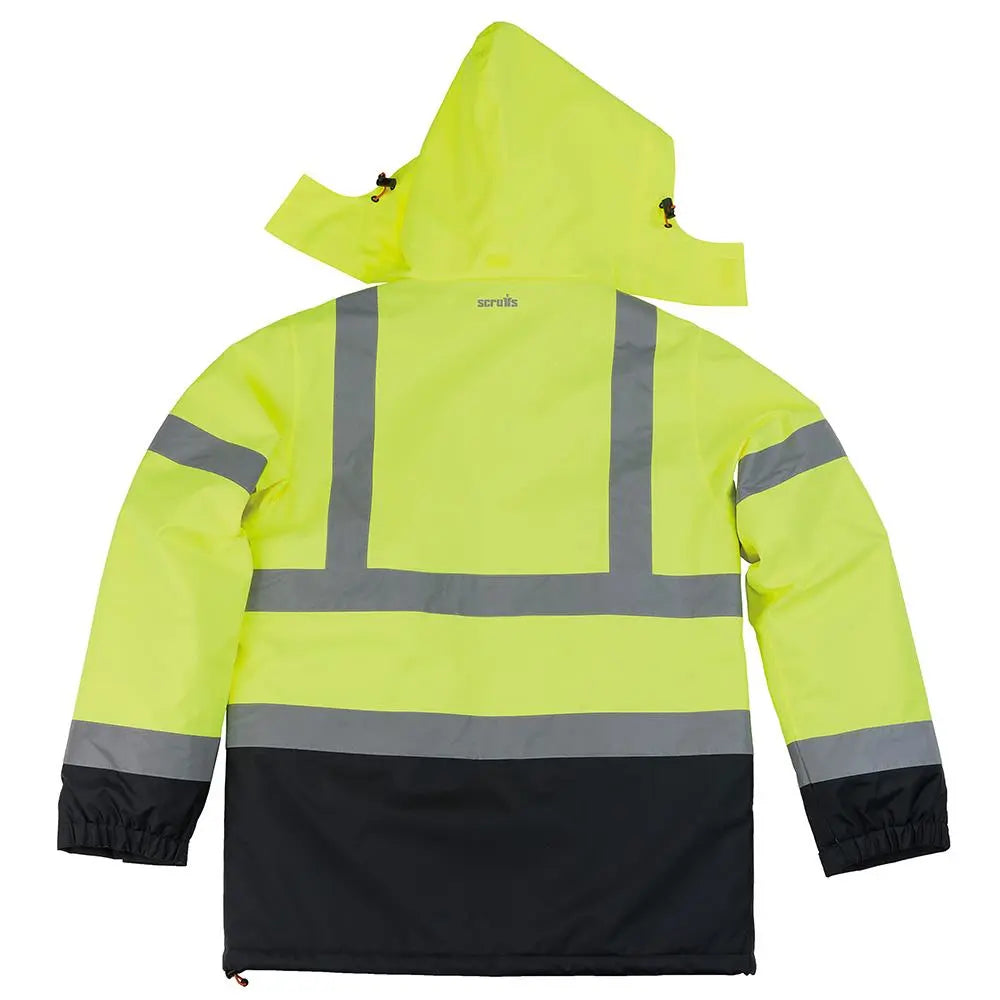 Scruffs High Visibility Waterproof Jacket Class 3 Yellow / Navy - Choose Size  White Rose Tools
