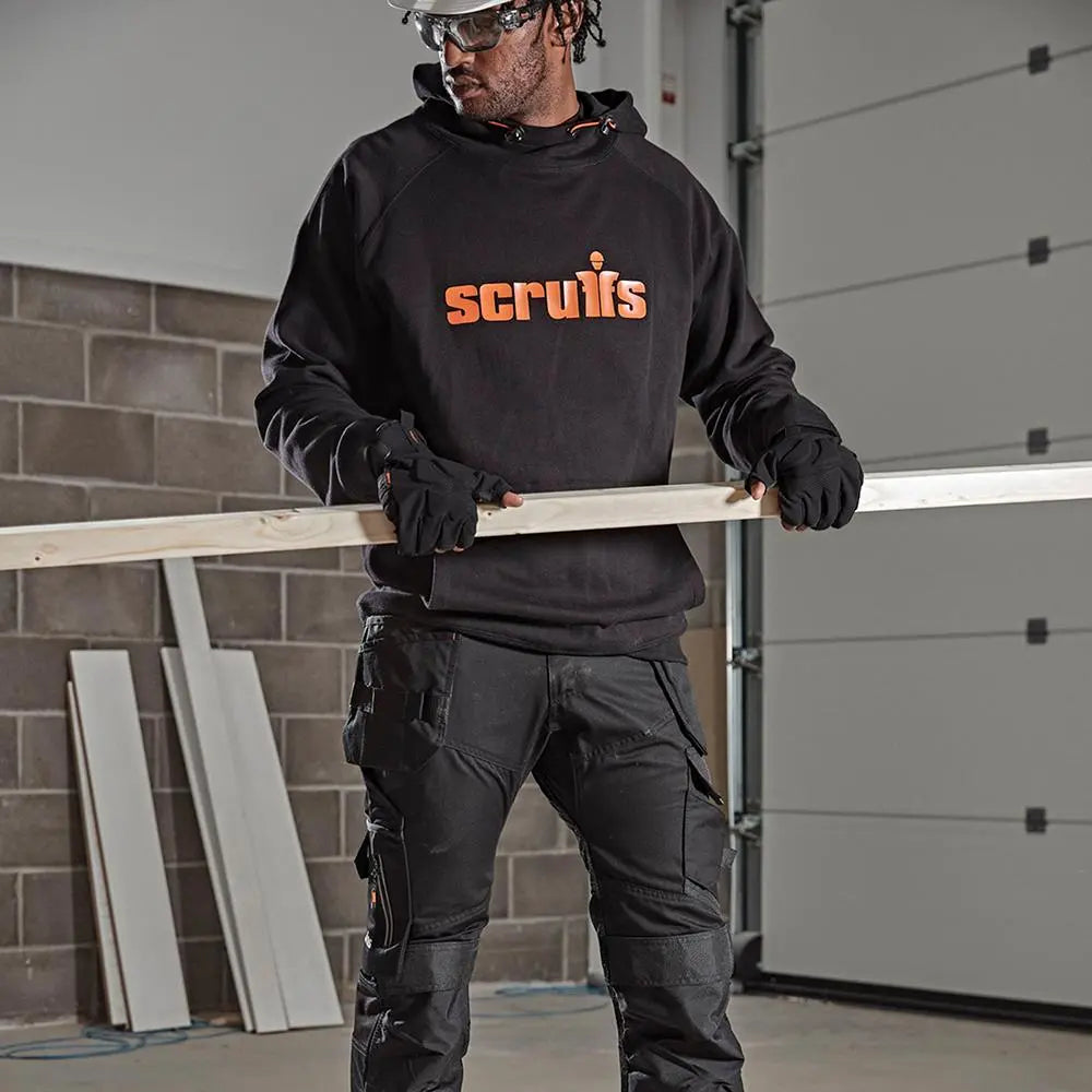 Scruffs Tamworth Logo Hoodie Black - Choose Size  White Rose Tools