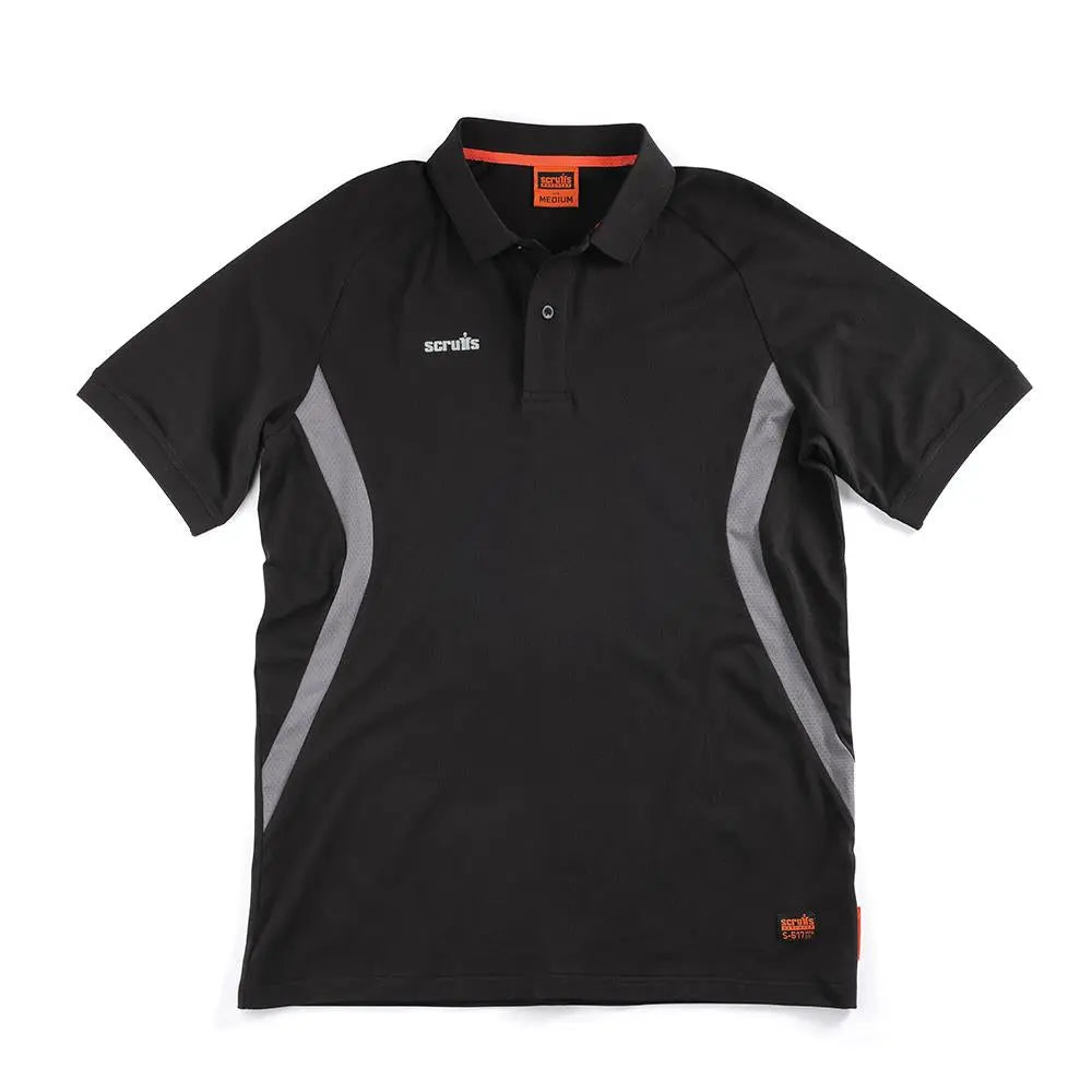 Scruffs Tech Polo Shirt Black - Choose Size  White Rose Tools