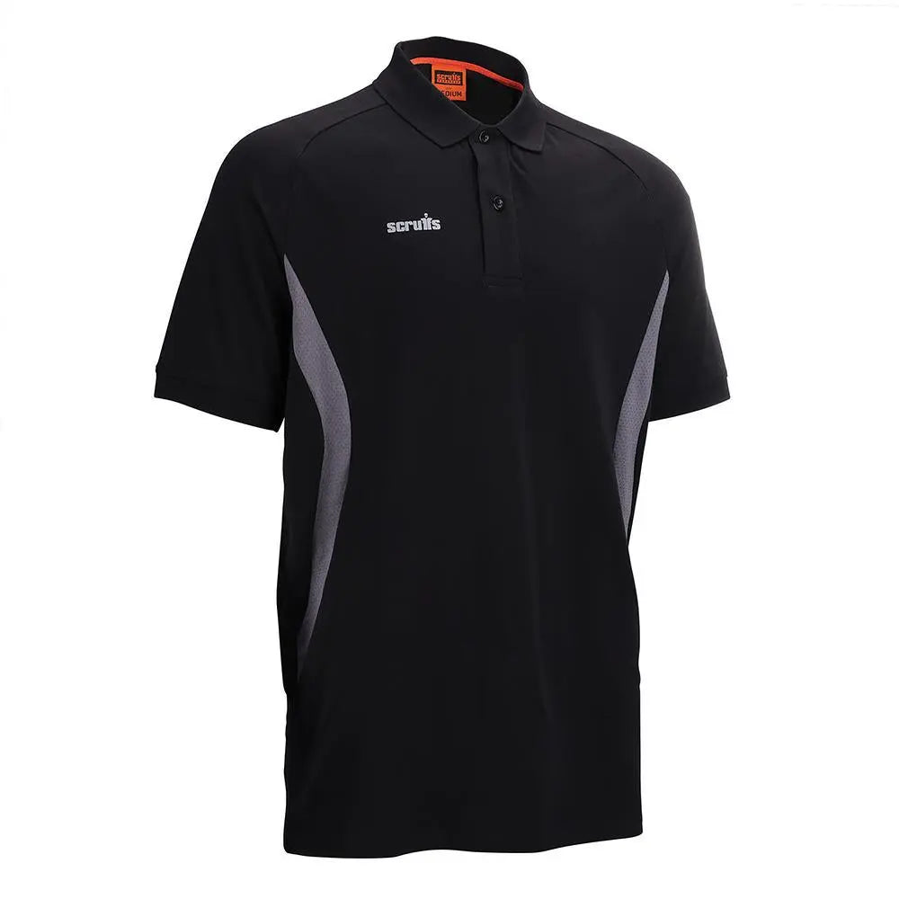 Scruffs Tech Polo Shirt Black - Choose Size  White Rose Tools
