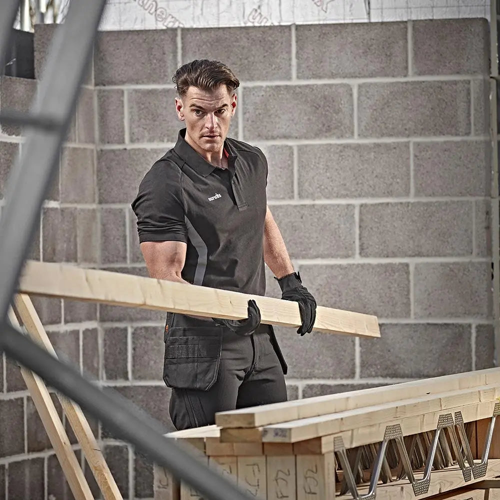 Scruffs Tech Polo Shirt Black - Choose Size  White Rose Tools