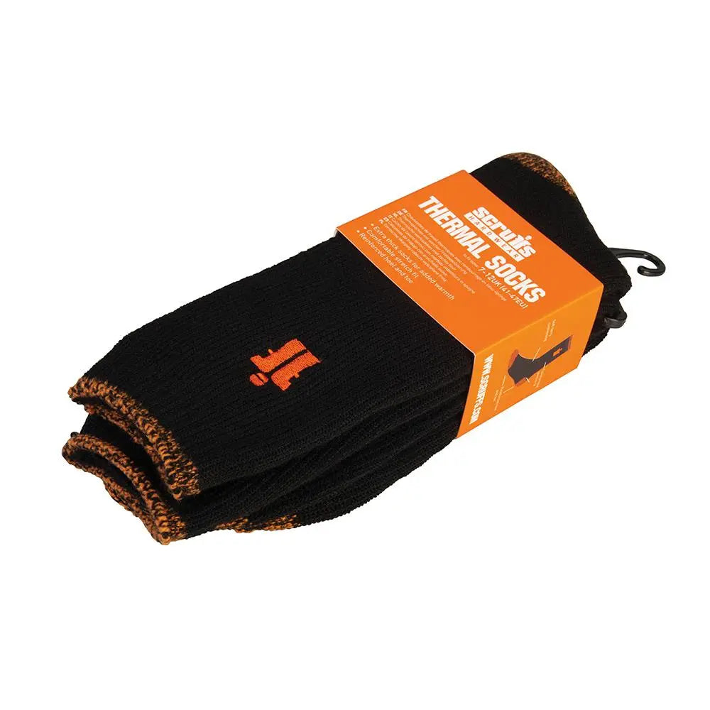 Scruffs Thermal Socks Black Size 7 - 12 / 41 47 T55253 White Rose Tools