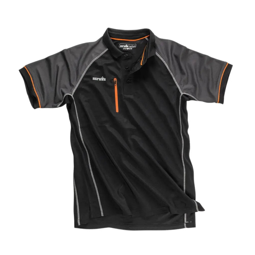 Scruffs Trade Active Polo Shirt Black - Choose Size  White Rose Tools