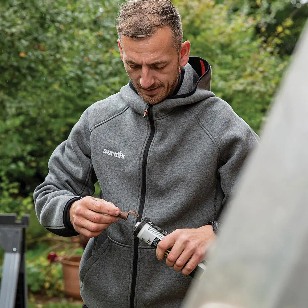 Scruffs Trade Air-Layer Hoodie Charcoal - Choose Size  White Rose Tools