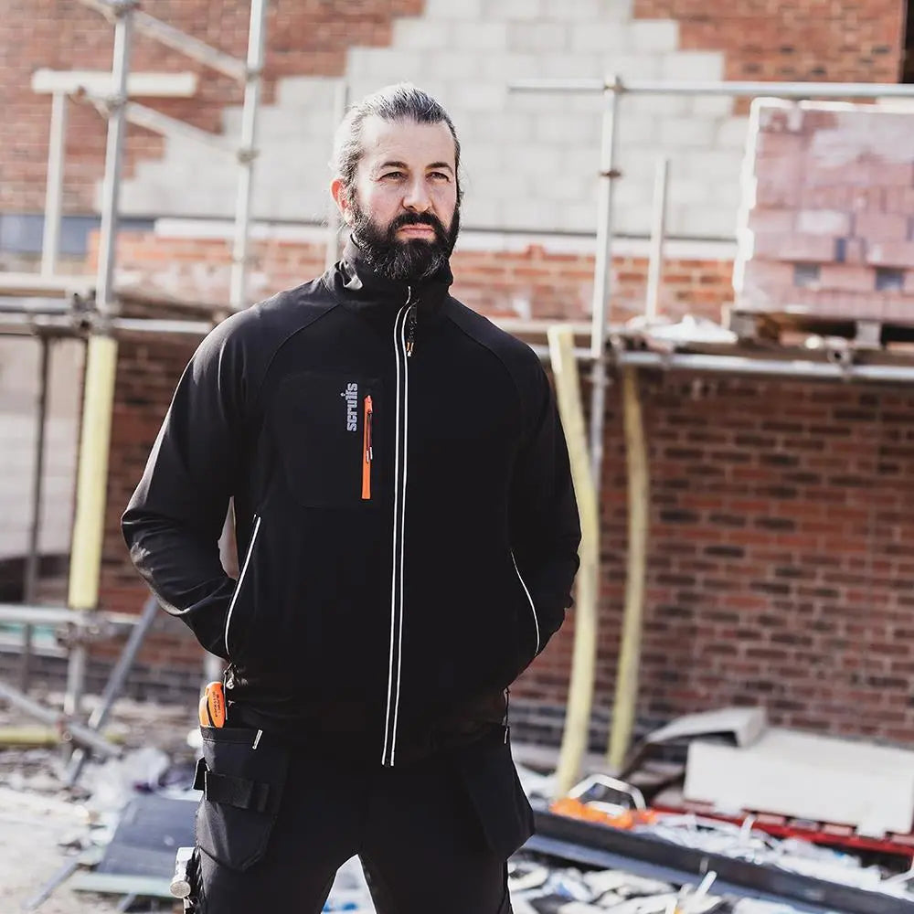 Scruffs Trade Flex Softshell Jacket Black - Choose Size  White Rose Tools