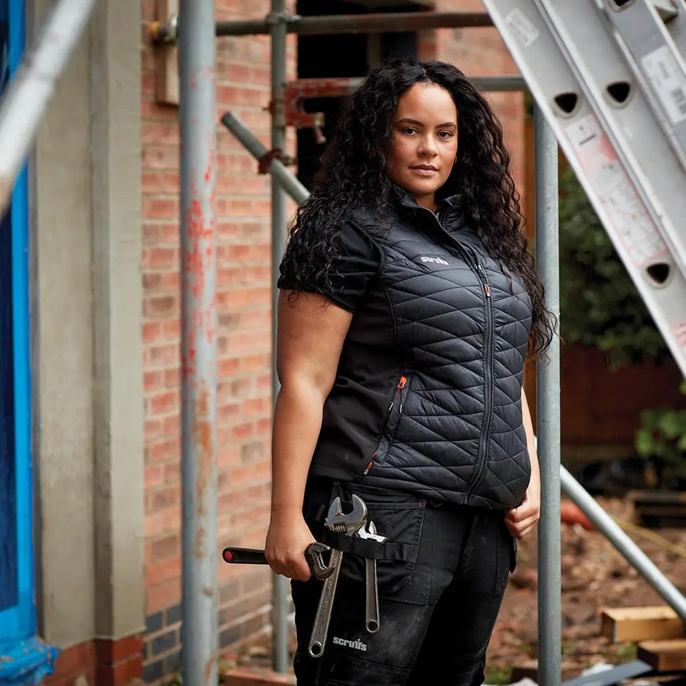 Scruffs Women's Trade Body Warmer Gilet Black - Choose Size  White Rose Tools