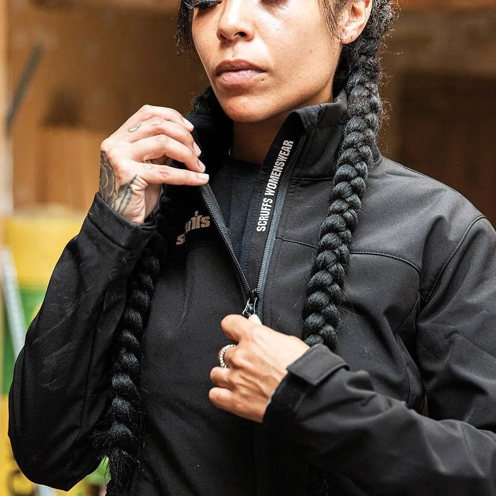 Scruffs Women's Trade Softshell Jacket Black - Choose Size  White Rose Tools