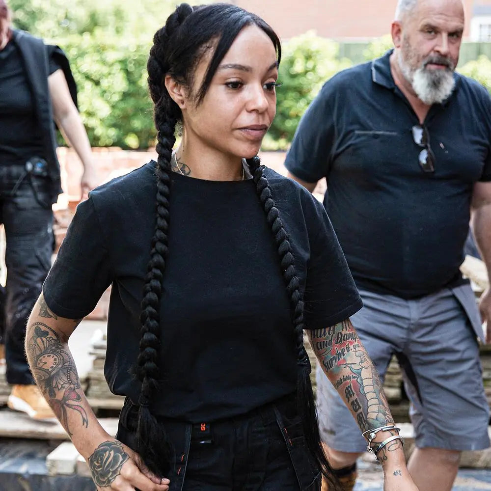 Scruffs Women's Trade T-Shirt Black - Choose Size White Rose Tools