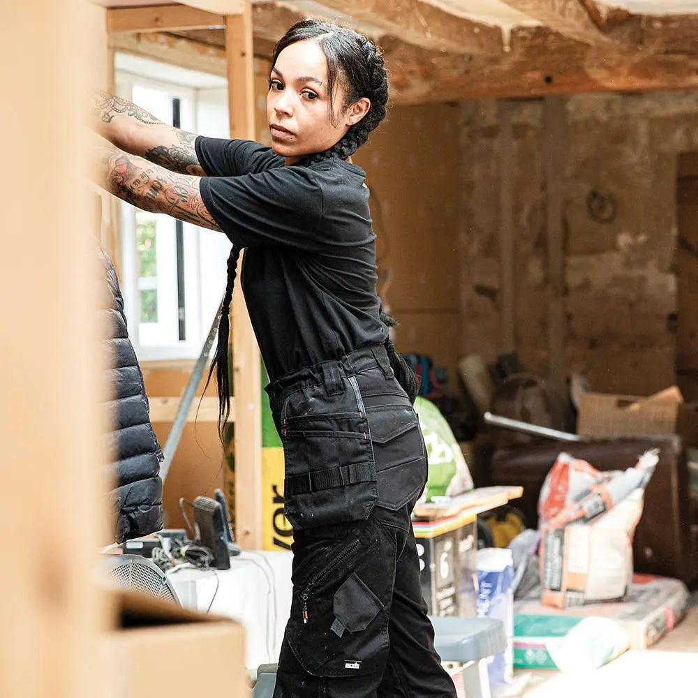 Scruffs Women's Trade T-Shirt Black - Choose Size White Rose Tools