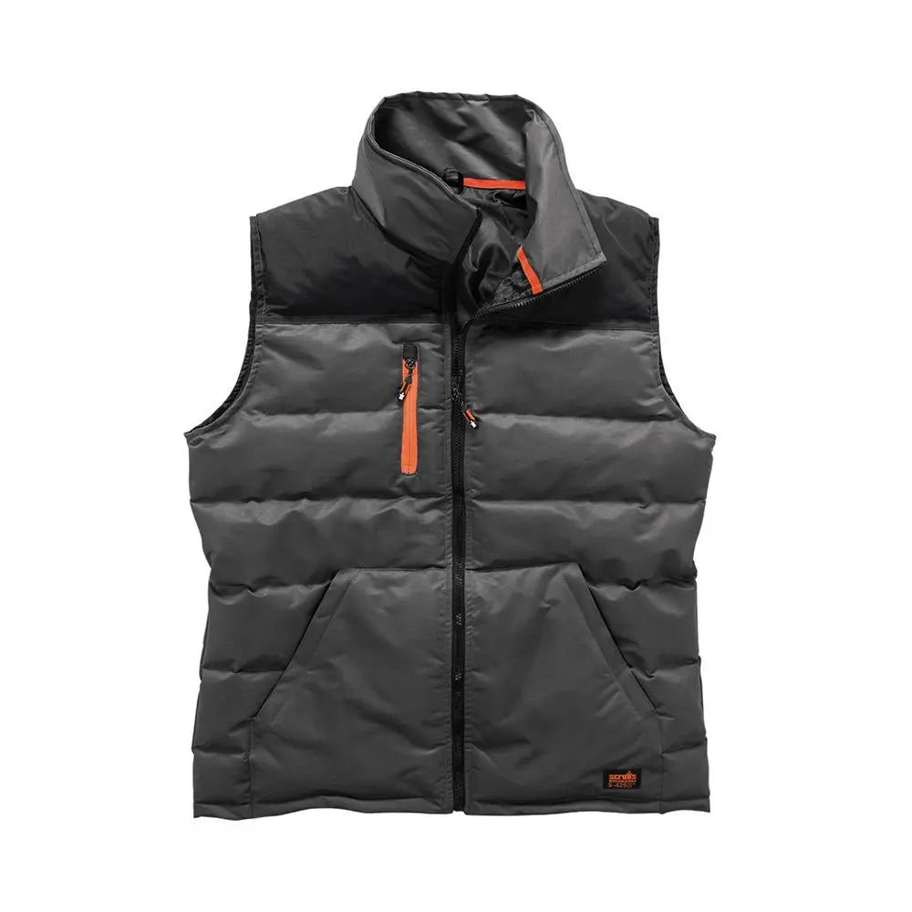 Scruffs Worker Body Warmer Gilet Charcoal - Choose Size  White Rose Tools